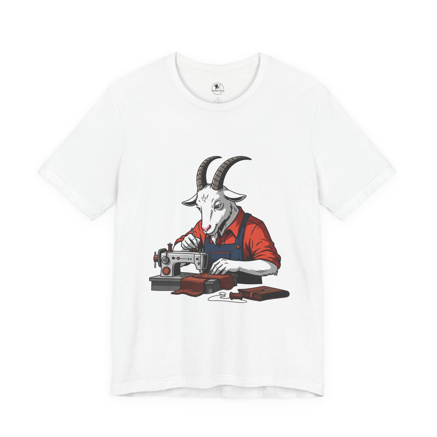 Creative Goat Tailor Tee - Funny Graphic Shirt for Crafters and Art Lovers, Unique Quirky Gift for Casual Wear - ArtOm_farm™ LEATHER