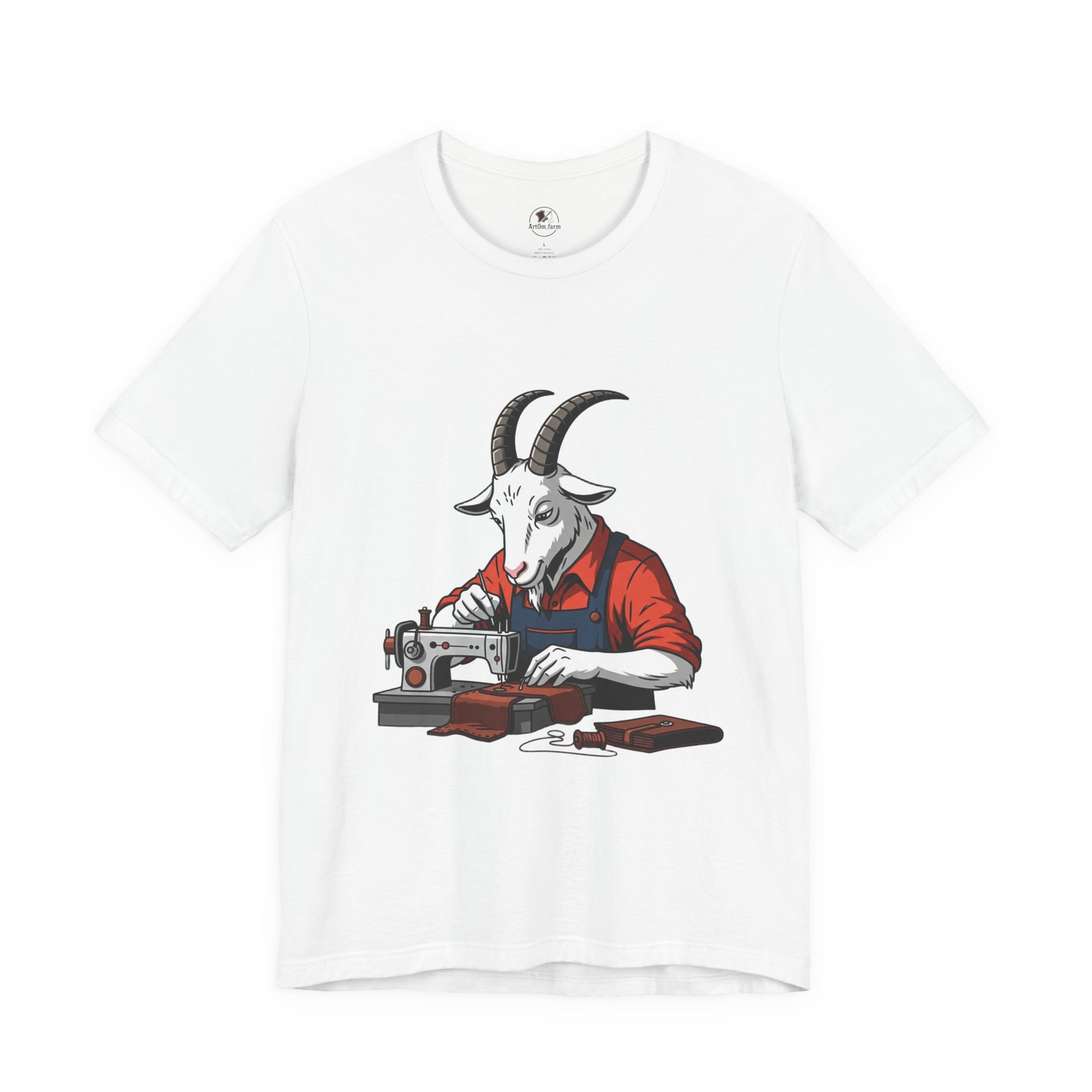 Creative Goat Tailor Tee - Funny Graphic Shirt for Crafters and Art Lovers, Unique Quirky Gift for Casual Wear - ArtOm_farm™ LEATHER
