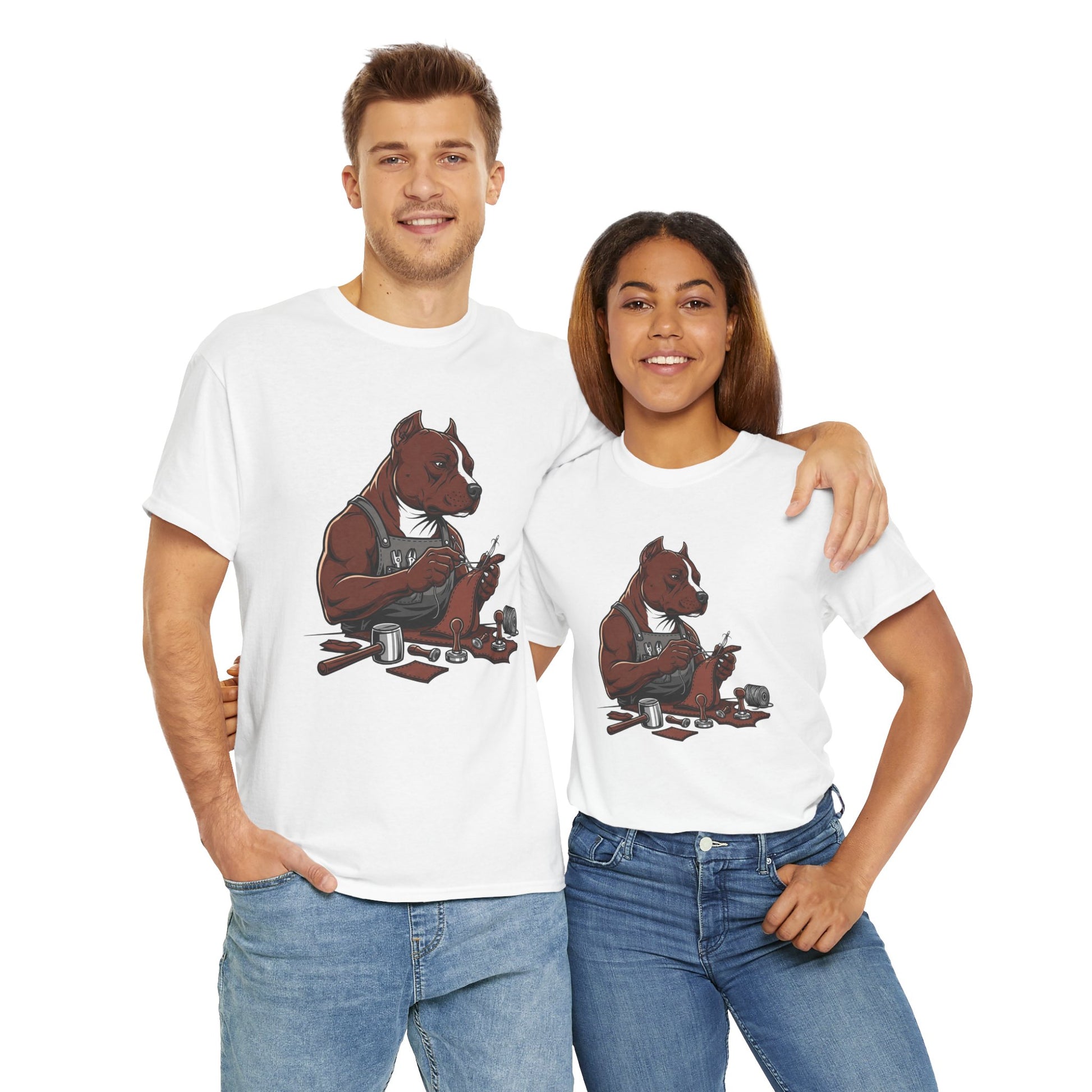 Artistic Dog Lover Tee - Casual Graphic T-Shirt for Pet Owners, Ideal Gift for Birthdays and Holidays - ArtOm_farm™ LEATHER