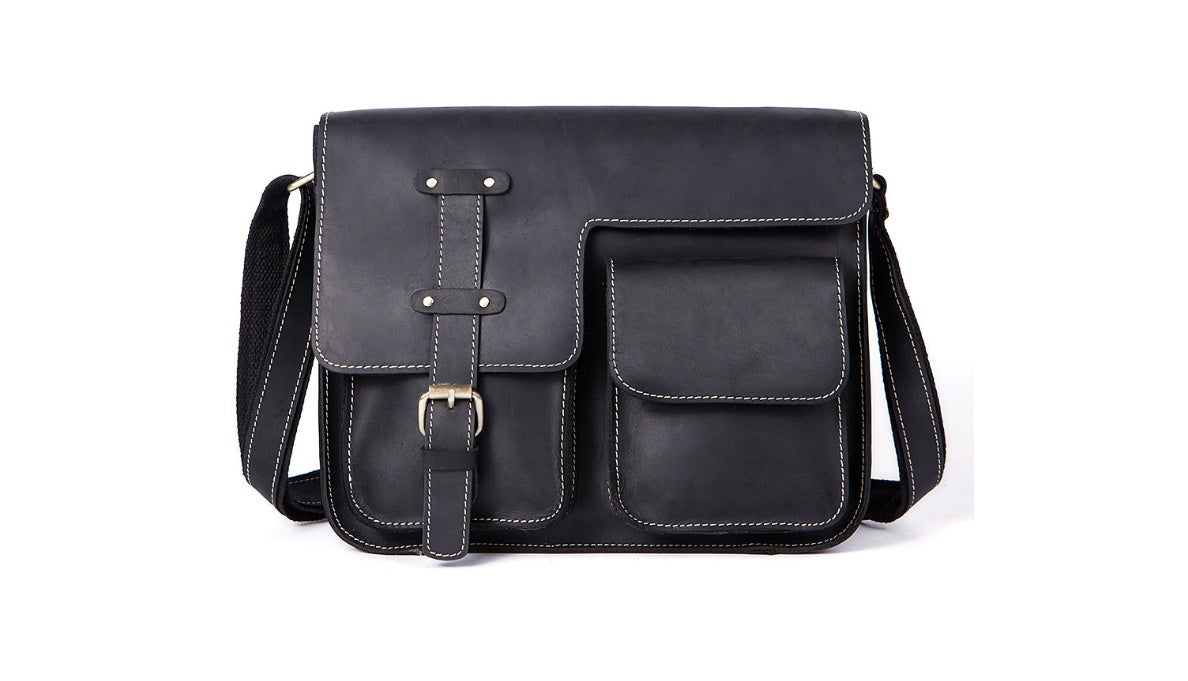 Retro Leather Crossbody Bag for Men - Crazy Horse Leather Shoulder Bag - ArtOm_farm™ LEATHER