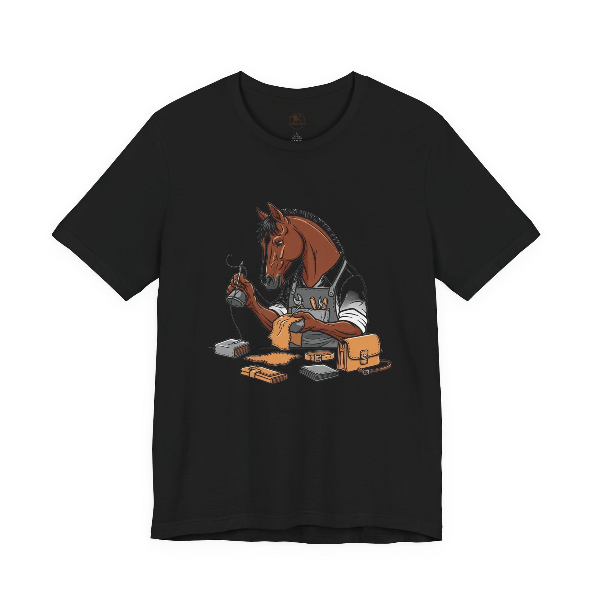 Equestrian Unisex Tee - Funny Horse Shirt for Animal Enthusiasts, Perfect Gift for Horse Lovers - ArtOm_farm™ LEATHER 