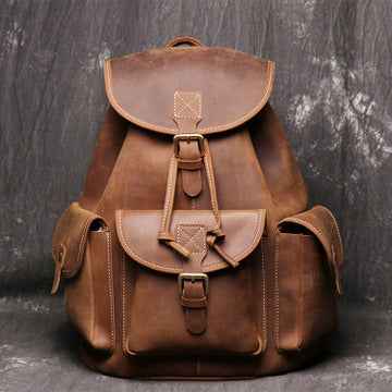Backpack Made of Crazy Horse Leather - Durable and Stylish Crazy Horse Leather Backpack for Everyday Adventure - ArtOm_farm™ LEATHER