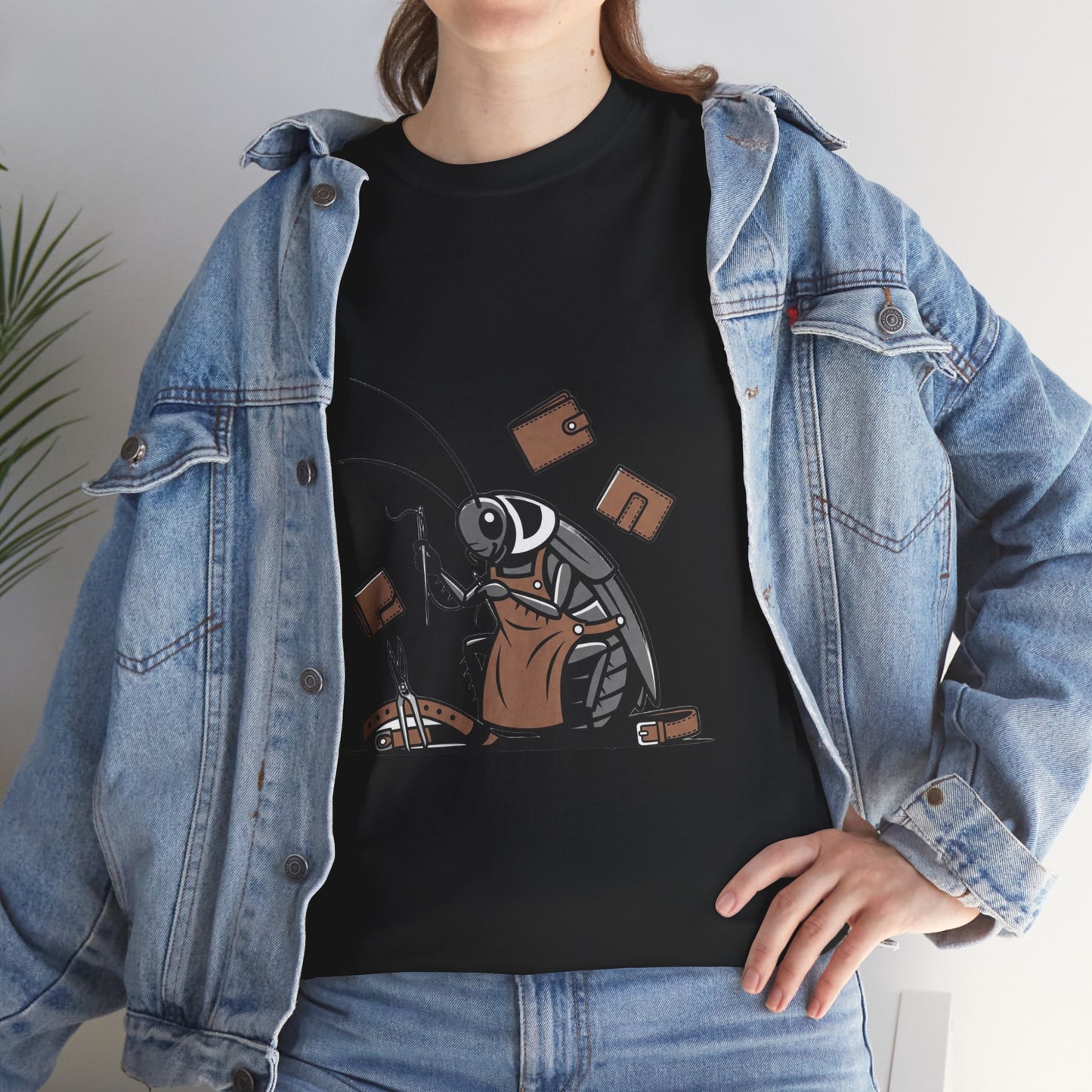 Cockroach Baker Unisex Heavy Cotton Tee - Funny Graphic Tee for Animal Lovers, Perfect Gift for Home Cooks - ArtOm_farm™ LEATHER 