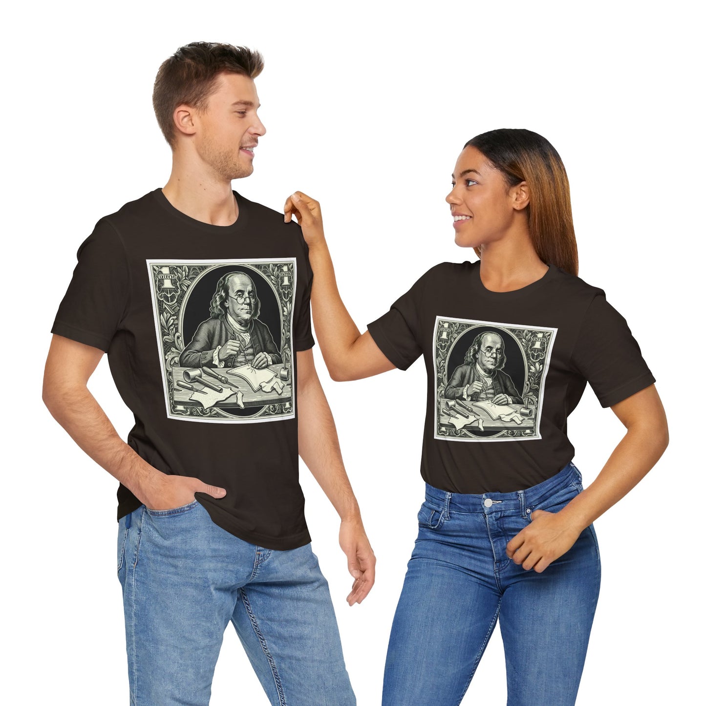 Benjamin Franklin Vintage Tee - Unisex Short Sleeve Shirt Perfect for History Lovers and Unique Teacher Gifts - ArtOm_farm™ LEATHER 