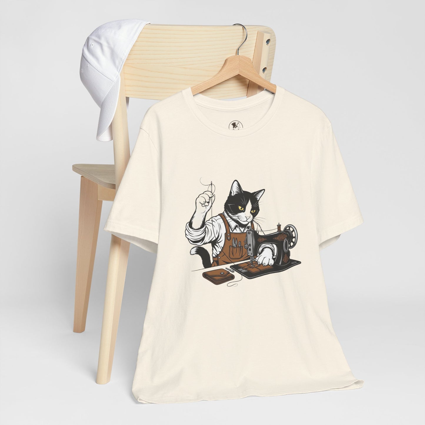 Crafty Cat Sewing Tee - Cute Cat Shirt for Crafters & Sewists, Perfect Gift for Cat Lovers - ArtOm_farm™ LEATHER 