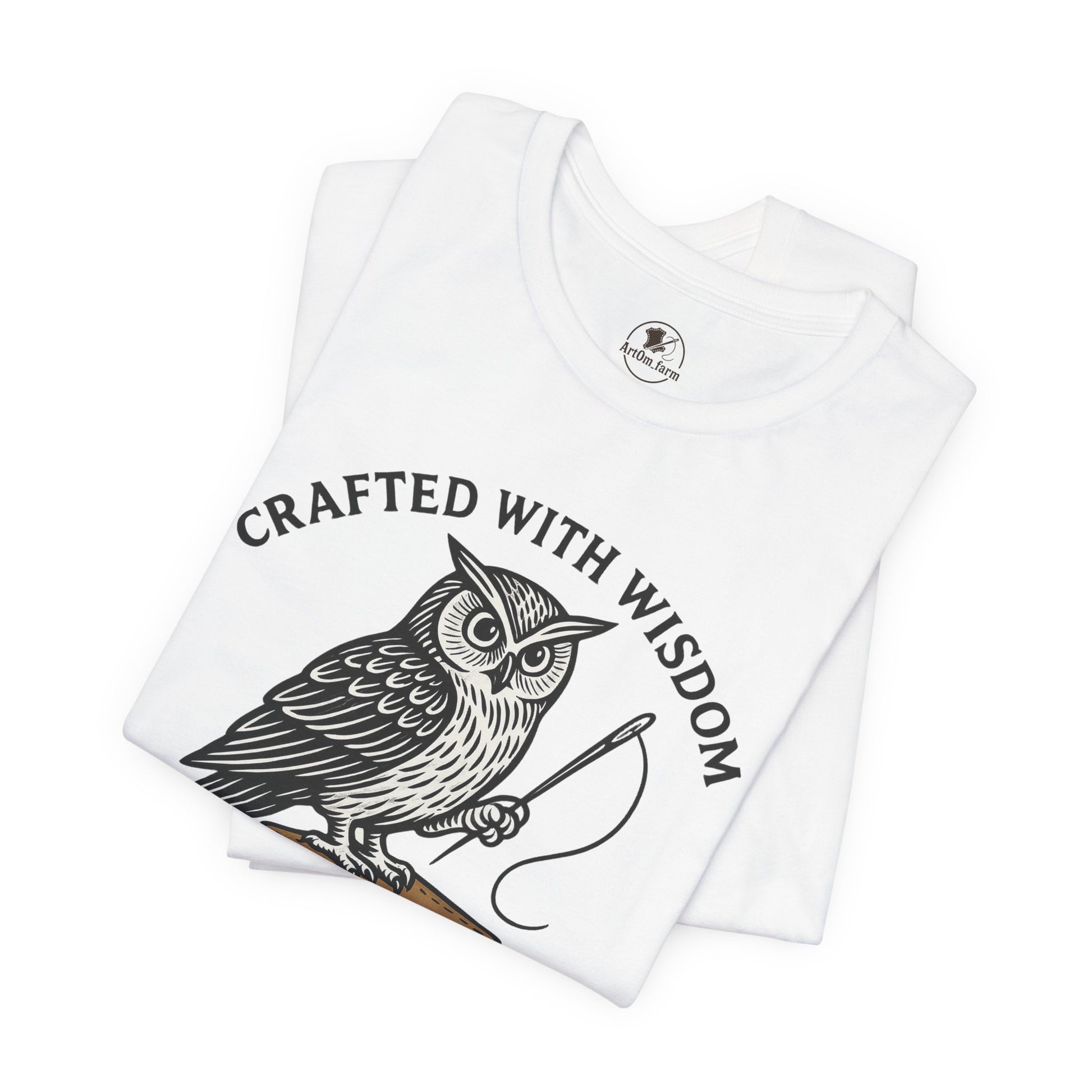 Wise Owl Unisex Tee - Unique Animal Design, Eco-Friendly Apparel for Crafters and Style Enthusiasts - ArtOm_farm™ LEATHER