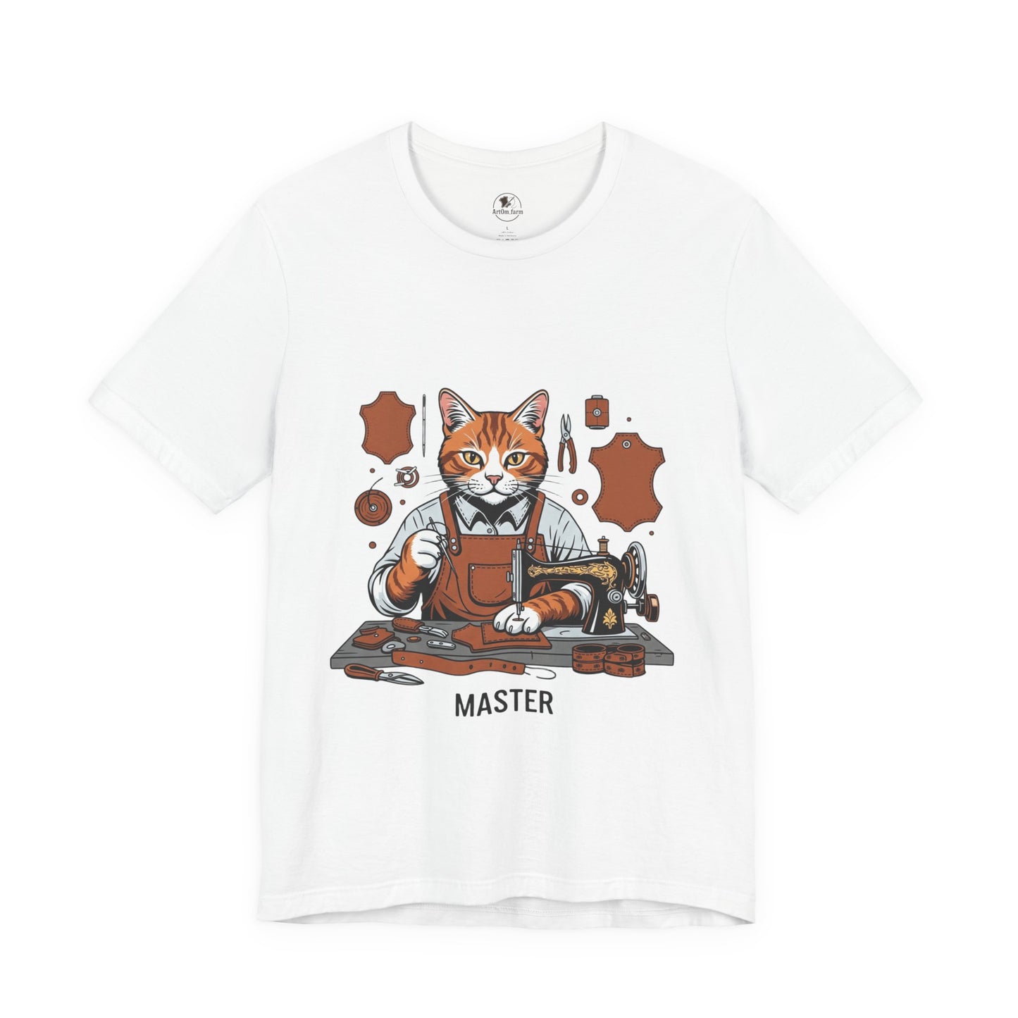 Crafty Cat Master Tee - Funny Cat Shirt for Unisex Pet Lovers, Unique Cat Apparel Gift for Cat Owners - ArtOm_farm™ LEATHER