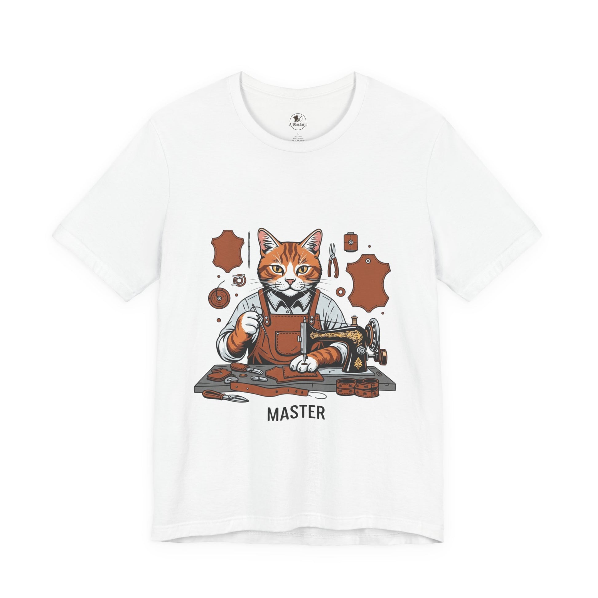 Crafty Cat Master Tee - Funny Cat Shirt for Unisex Pet Lovers, Unique Cat Apparel Gift for Cat Owners - ArtOm_farm™ LEATHER