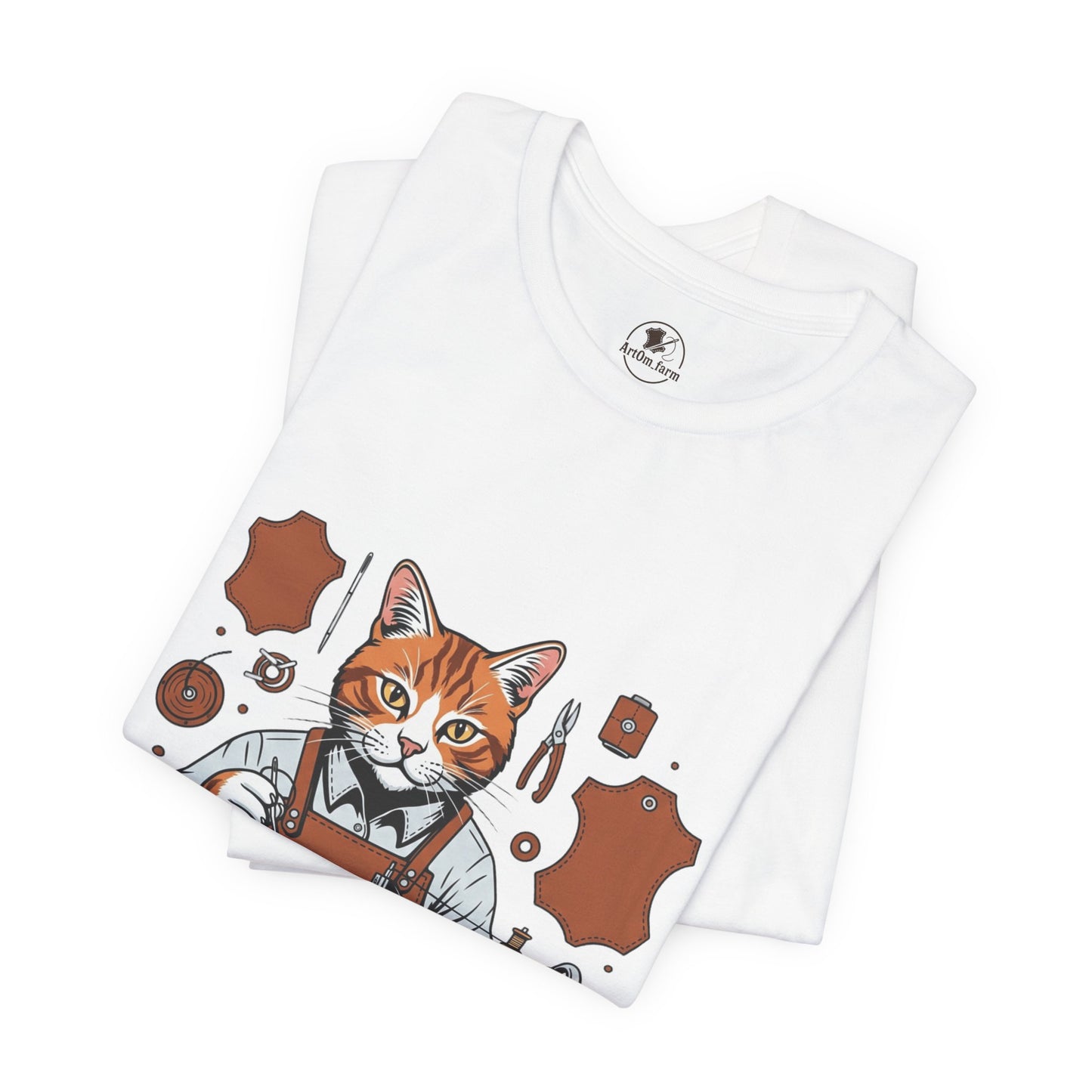 Crafty Cat Master Tee - Funny Cat Shirt for Unisex Pet Lovers, Unique Cat Apparel Gift for Cat Owners - ArtOm_farm™ LEATHER