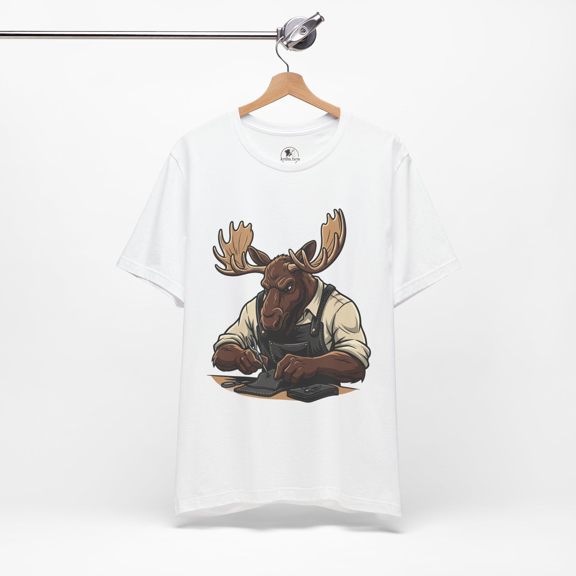Moose Graphic Tee - Funny Animal Shirt for Nature Lovers, Unique Casual Outfit in Woodland Style - ArtOm_farm™ LEATHER