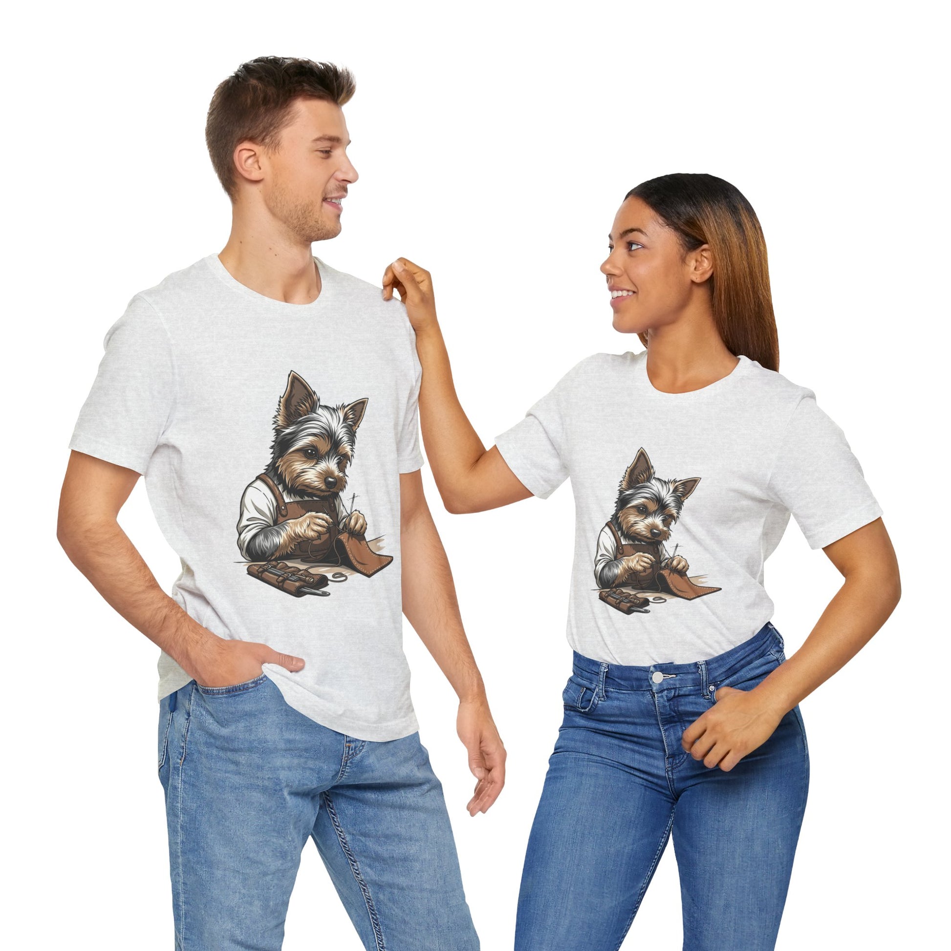 Crafty Canine T-Shirt, Funny Dog Lover Gift, Cute Animal Tee for Pet Owners, Casual Wear for Artisan Friends - ArtOm_farm™ LEATHER 