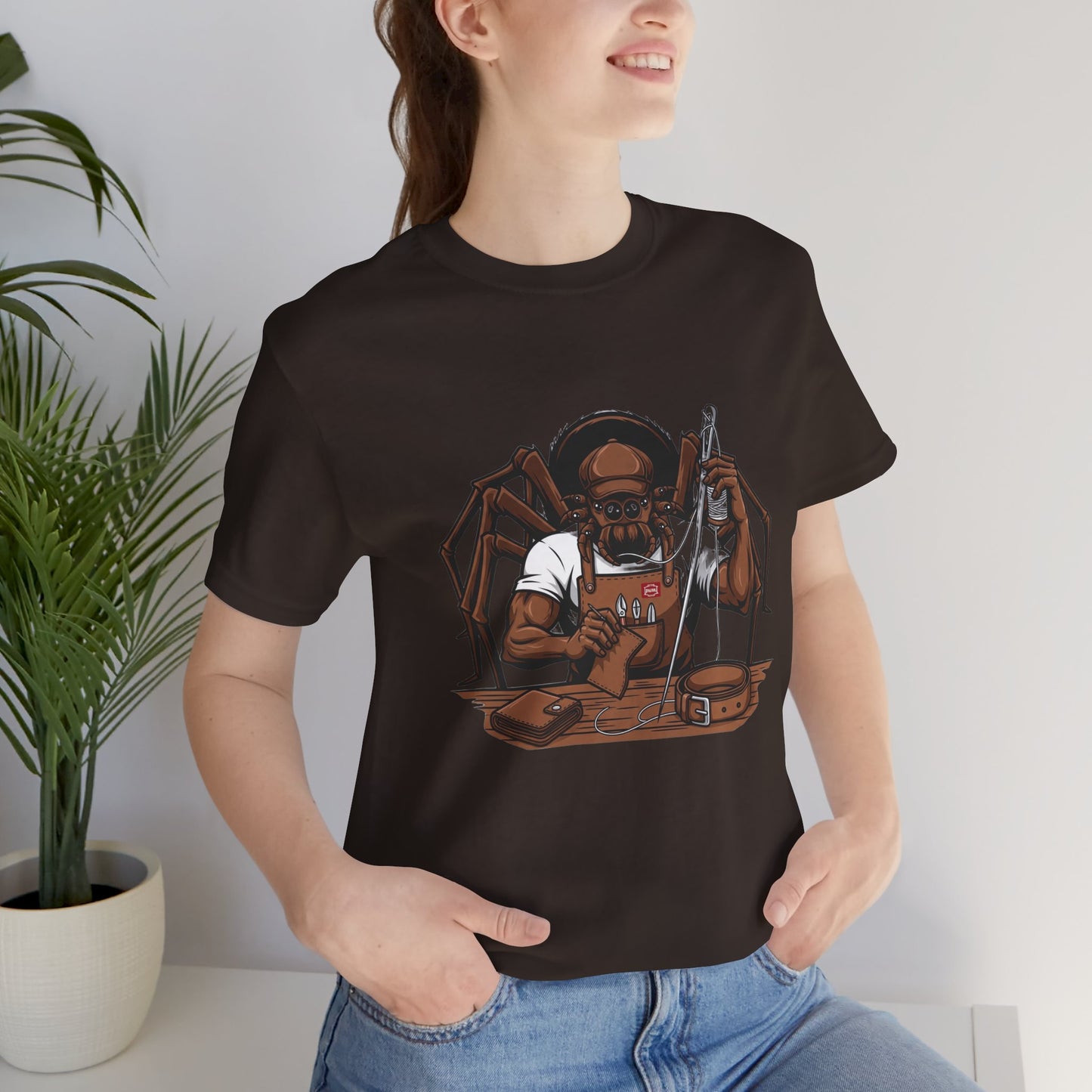 Spider-Man Graphic Tee for Unisex, Fun Short Sleeve Jersey Top, Perfect Gift for Comic Lovers, Casual Wear, Halloween Costume Essential - ArtOm_farm™ LEATHER 