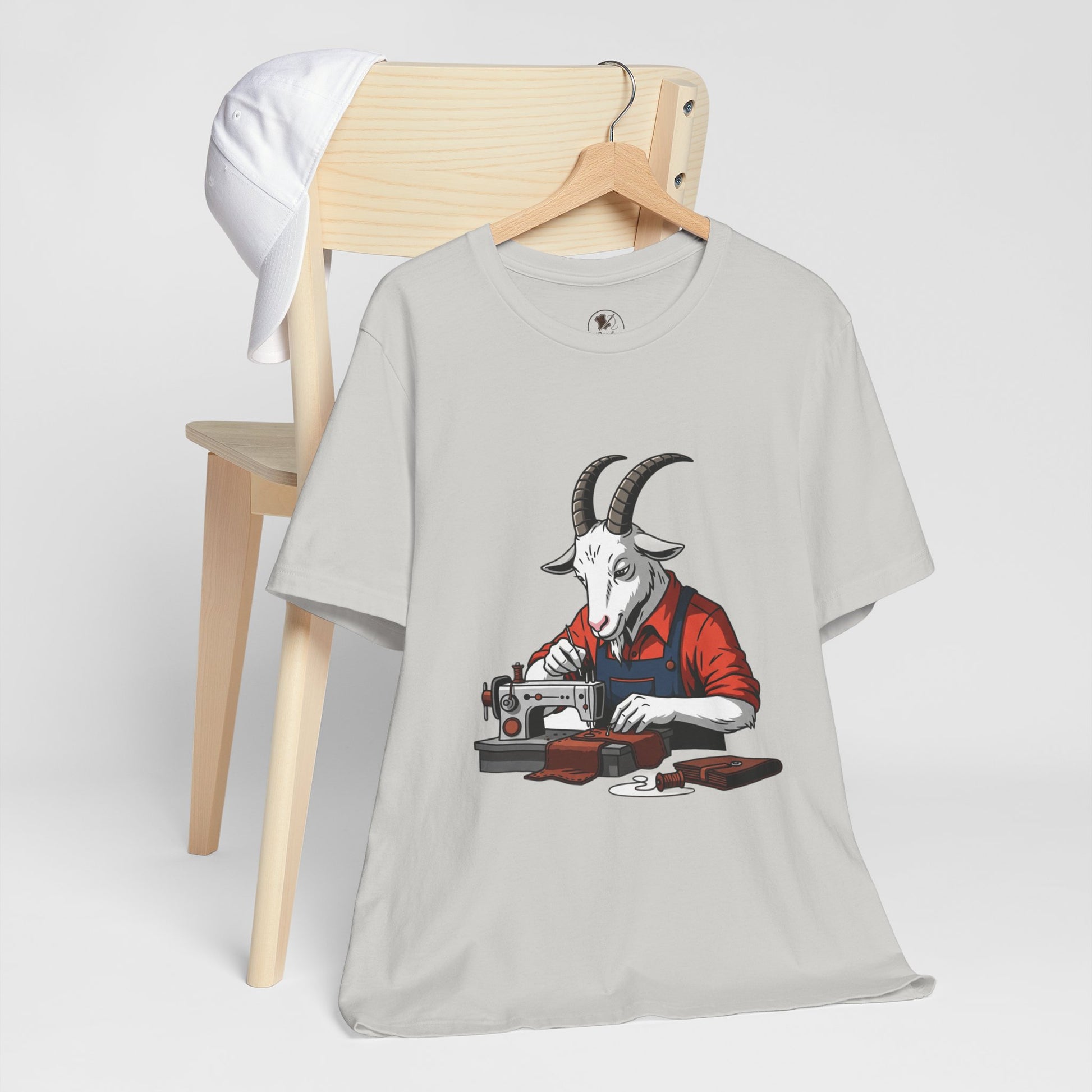Creative Goat Tailor Tee - Funny Graphic Shirt for Crafters and Art Lovers, Unique Gift for Casual Wear - ArtOm_farm™ LEATHER 
