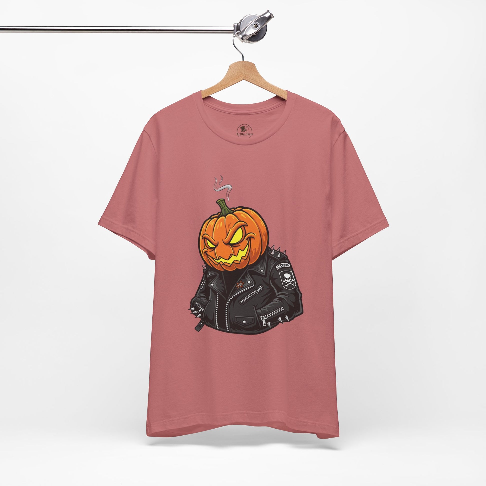 Pumpkin Punk T-Shirt - Edgy Halloween Graphic Tee for Unisex Style at Autumn Parties - ArtOm_farm™ LEATHER 