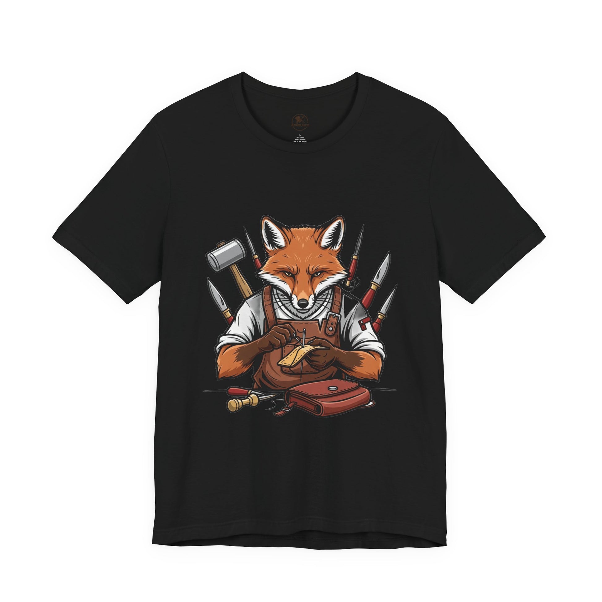 Crafty Fox T-Shirt - Funny Artisan Tee for Crafters, Perfect Gift for Art Lovers, Unique Handmade Vibes - ArtOm_farm™ LEATHER 
