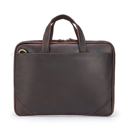 Handbag Inch Laptop Bag Retro Crazy Horse Leather Laptop Briefcase - ArtOm_farm™ LEATHER