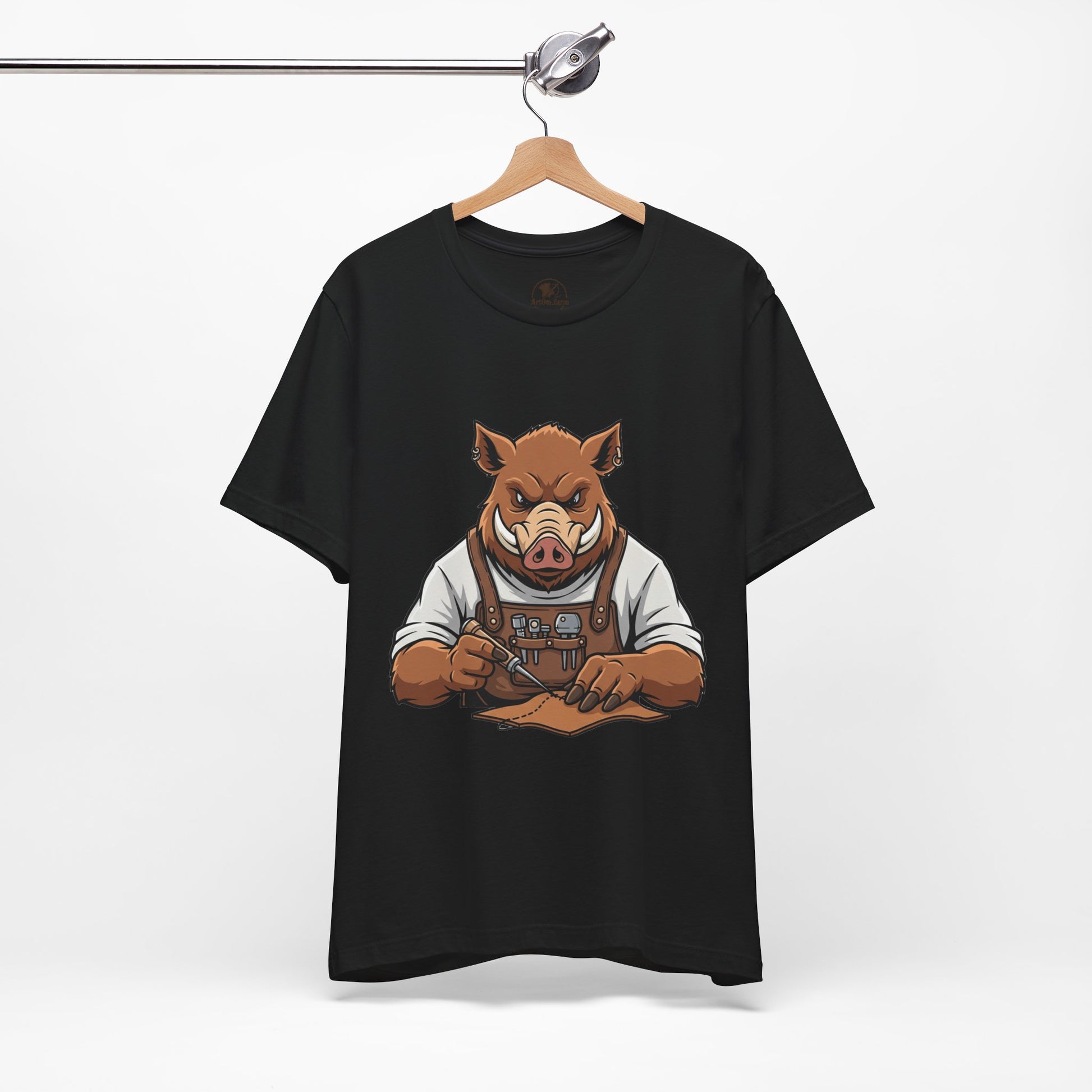 Crafty Pig Graphic Shirt - Fun Unisex Tee for Animal Lovers, Casual Birthday Apparel, and Funny Gift - ArtOm_farm™ LEATHER 