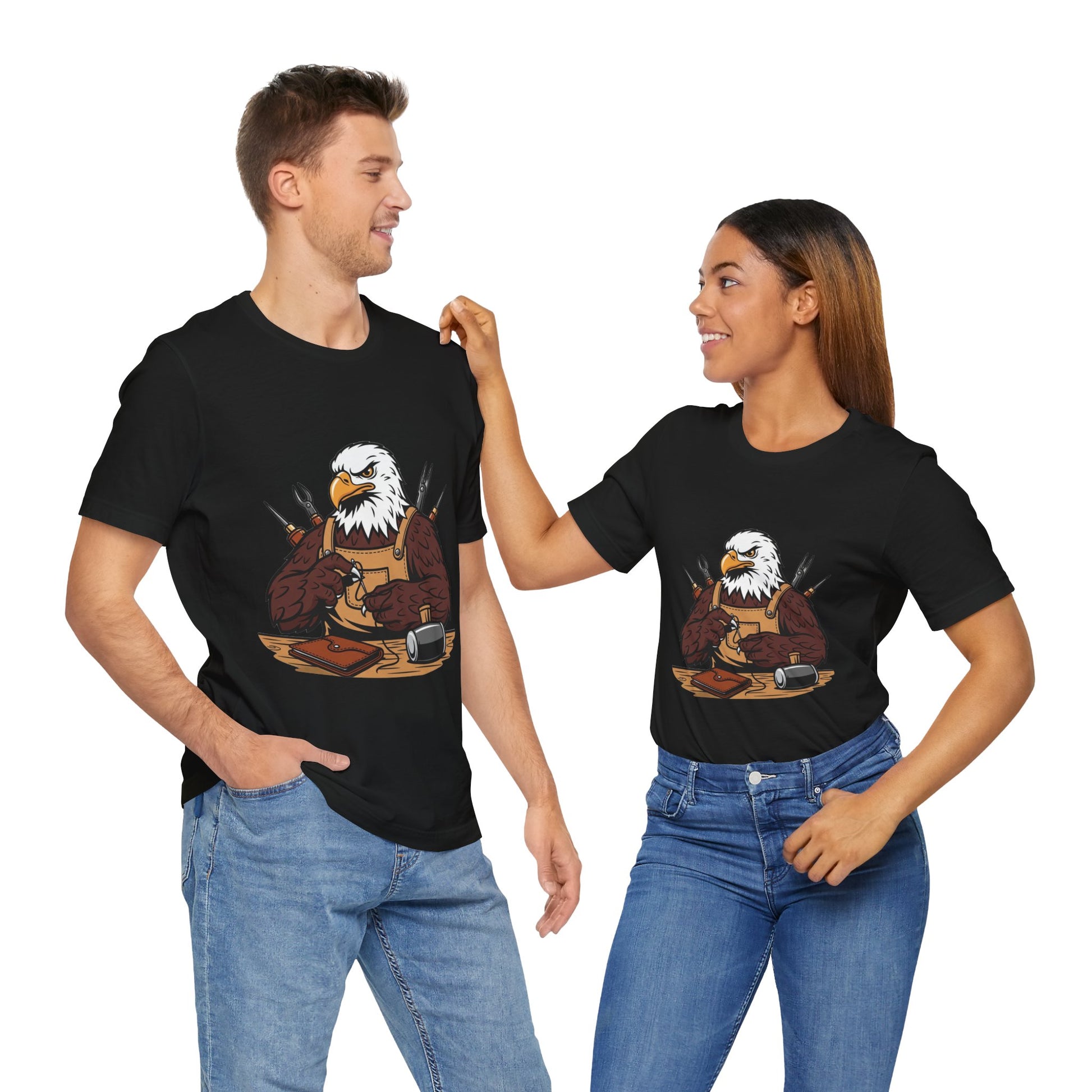 Crafty Eagle DIY Shirt - Unisex Tee for Crafters, Eagle Graphic Design, Gift for Men and Women - ArtOm_farm™ LEATHER 