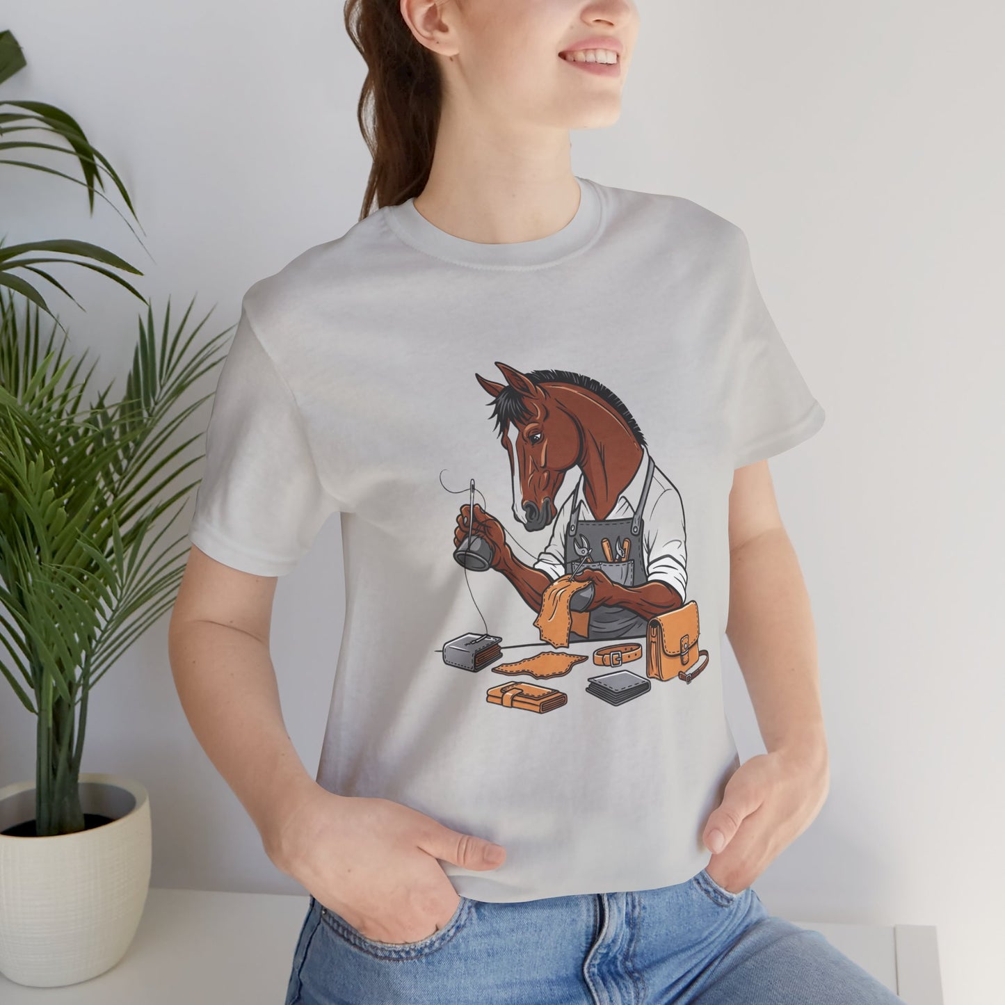 Equestrian Unisex Tee - Funny Horse Shirt for Animal Enthusiasts, Perfect Gift for Horse Lovers - ArtOm_farm™ LEATHER 