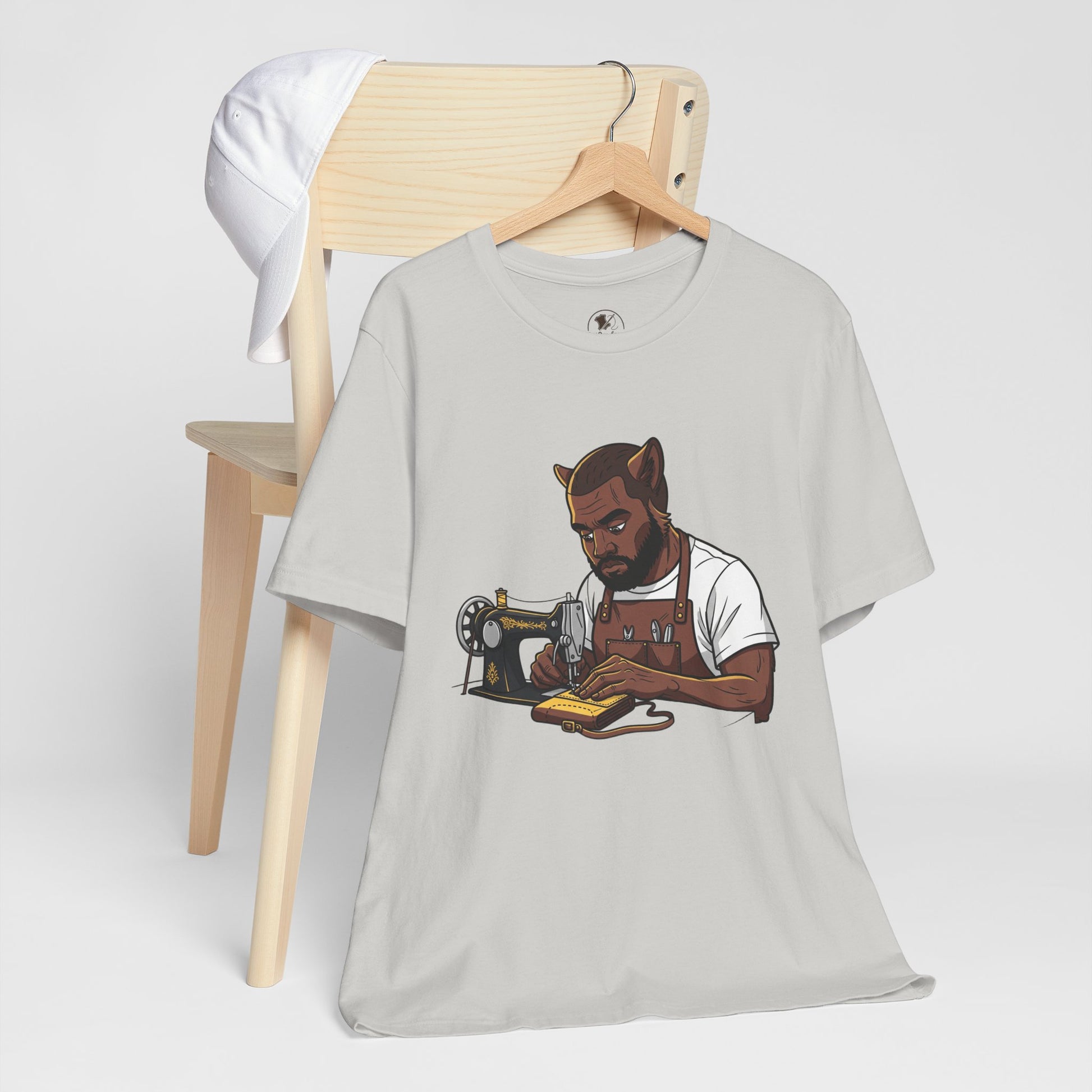 Crafty Cat Sewing T-Shirt, Funny Handmade Apparel for Cat Lovers and Creatives - ArtOm_farm™ LEATHER 