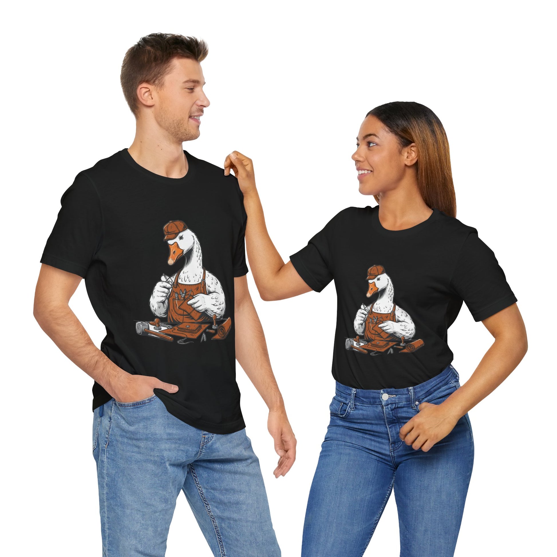 Creative Duck Artisan Tee - Unisex Graphic T-Shirt, Unique Gift for Crafters, Fun Animal Shirt, Artisan Duck Tee - ArtOm_farm™ LEATHER 