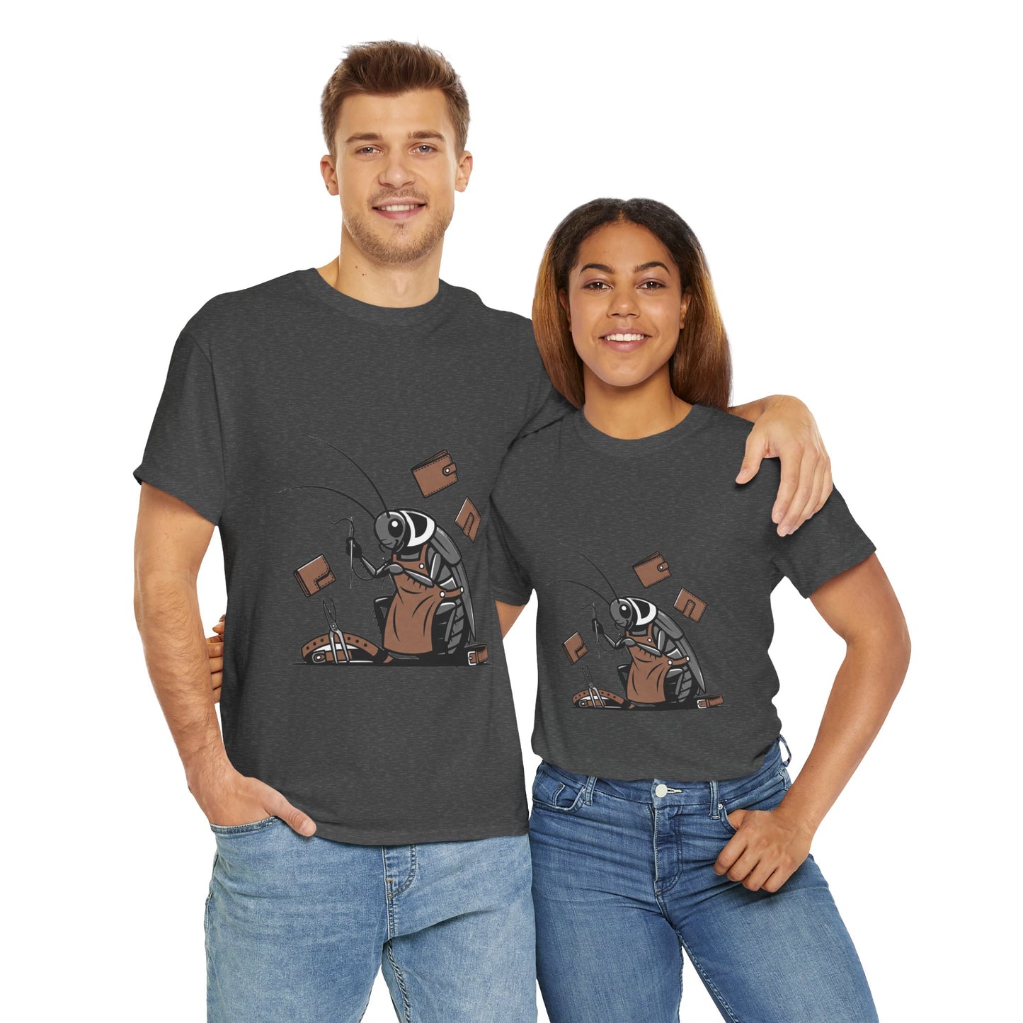 Cockroach Baker Unisex Heavy Cotton Tee - Funny Graphic Tee for Animal Lovers, Perfect Gift for Home Cooks - ArtOm_farm™ LEATHER 