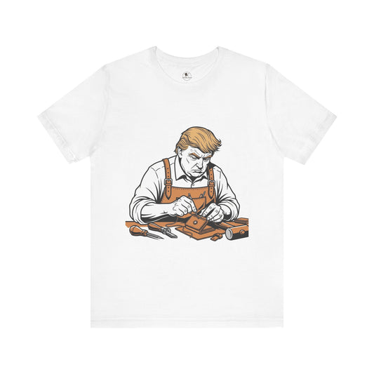 Craftsman Graphic Tee - Workshop T-Shirt for Hobbyists, Unisex Short Sleeve Father's Day Apparel, Artisan Merch - ArtOm_farm™ LEATHER