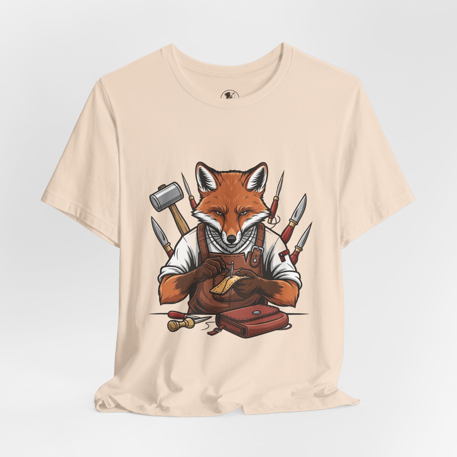 Crafty Fox T-Shirt - Funny Artisan Tee for Crafters, Perfect Gift for Art Lovers, Unique Handmade Vibes - ArtOm_farm™ LEATHER 