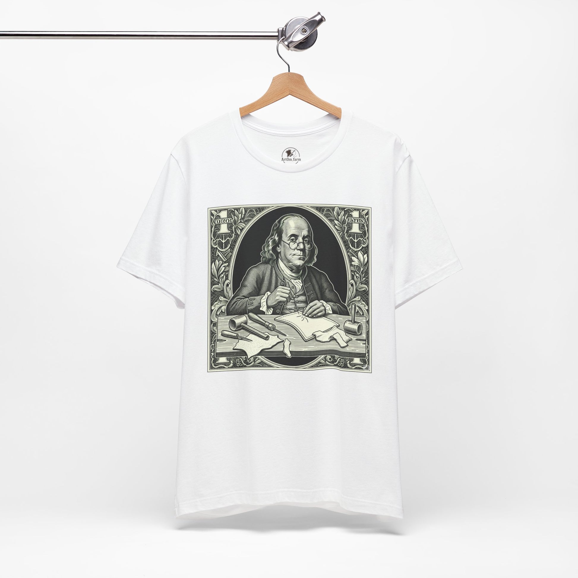 Benjamin Franklin Vintage Tee for History Lovers - Unisex Short Sleeve Shirt, Unique Teacher Gift - ArtOm_farm™ LEATHER