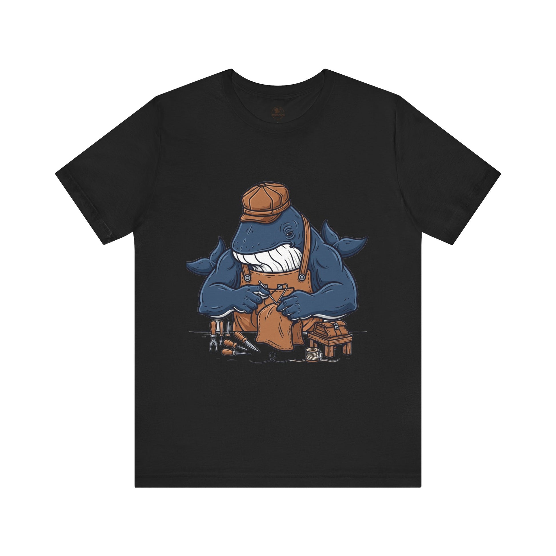Crafty Shark Tee - Fun Unisex Casual Shirt for Ocean Lovers, Unique Gift Idea and Art Inspired Apparel - ArtOm_farm™ LEATHER