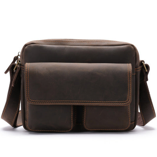 Vintage Leather Messenger Bag – Handmade Crazy Horse Leather Design - ArtOm_farm™ LEATHER 