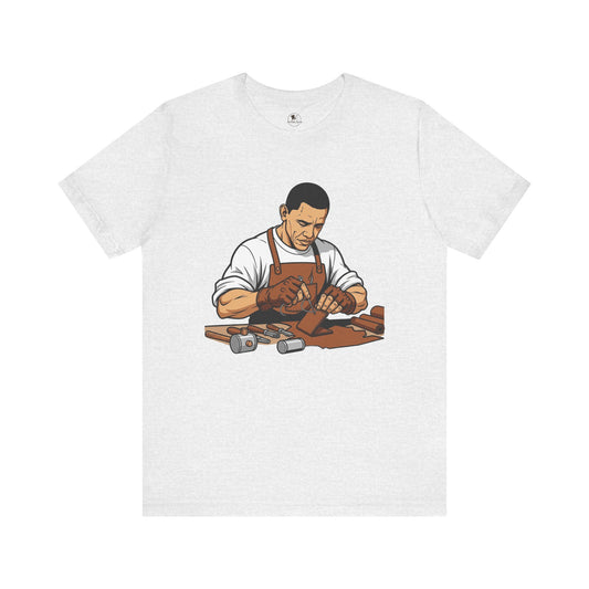 Craftsman Tee for Art Lovers - Unisex Shirt, Handyman Gift for Woodworking Enthusiasts, Perfect Father's Day Gift - ArtOm_farm™ LEATHER