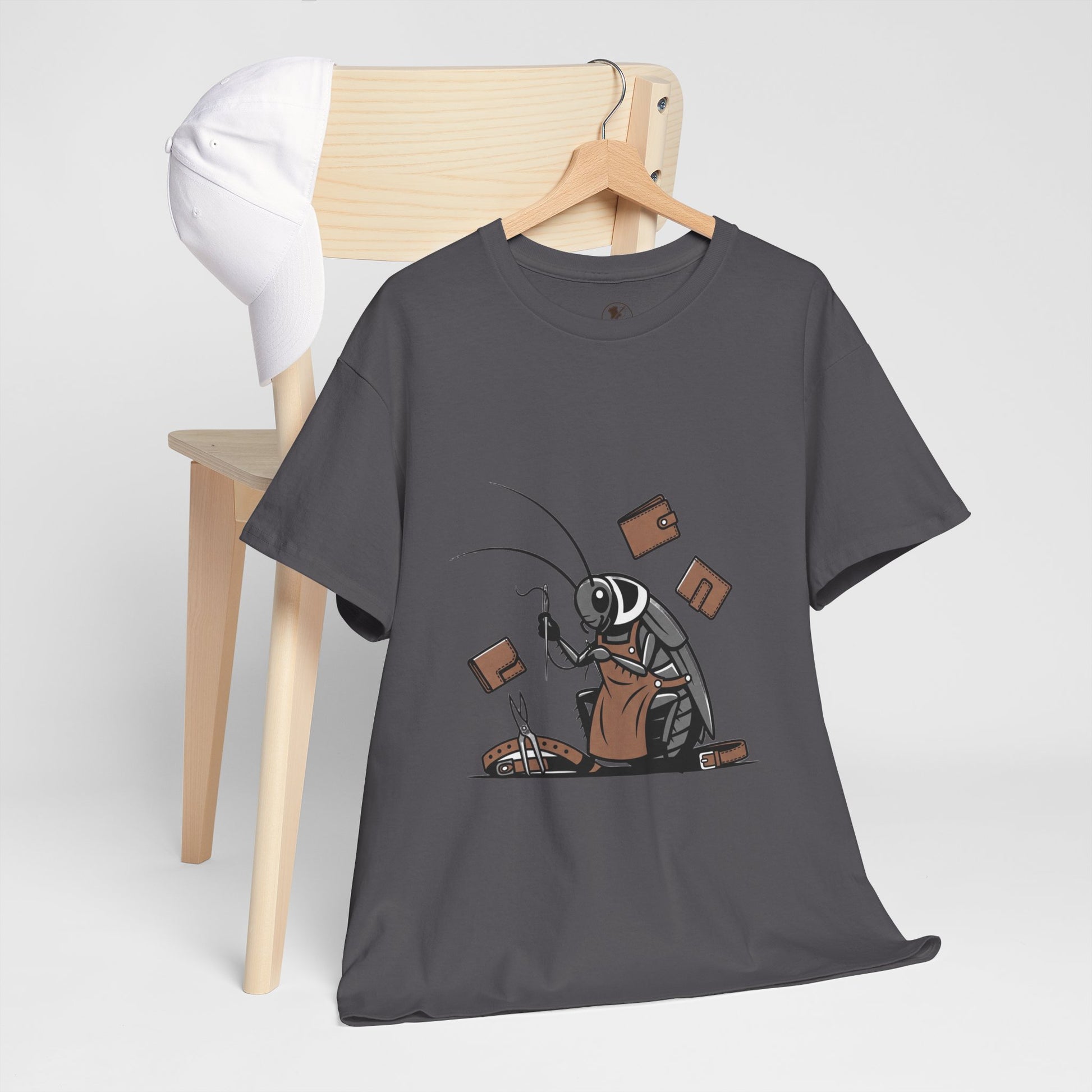 Cockroach Baker Unisex Heavy Cotton Tee - Funny Graphic Tee for Animal Lovers, Perfect Gift for Home Cooks - ArtOm_farm™ LEATHER 