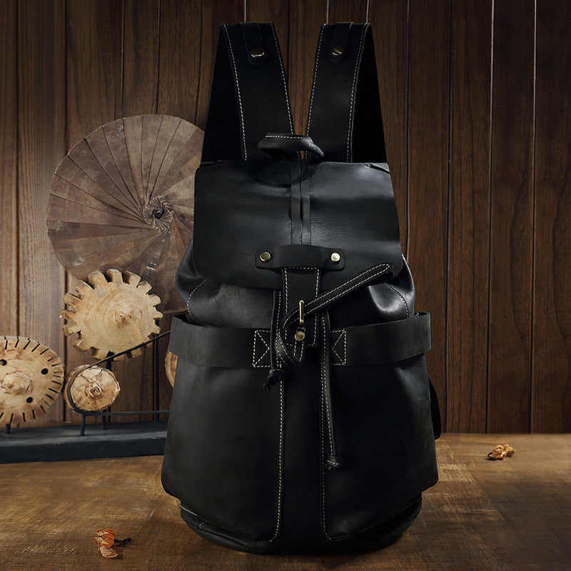 Men's Vintage Leather Backpack for Casual Travel – Crazy Horse Design - ArtOm_farm™ LEATHER 