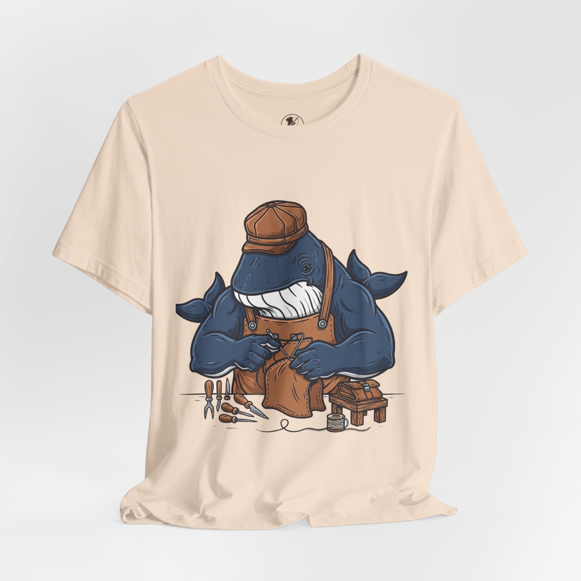Crafty Shark Tee - Fun Unisex Casual Shirt for Ocean Lovers, Unique Gift Idea and Art Inspired Apparel - ArtOm_farm™ LEATHER 