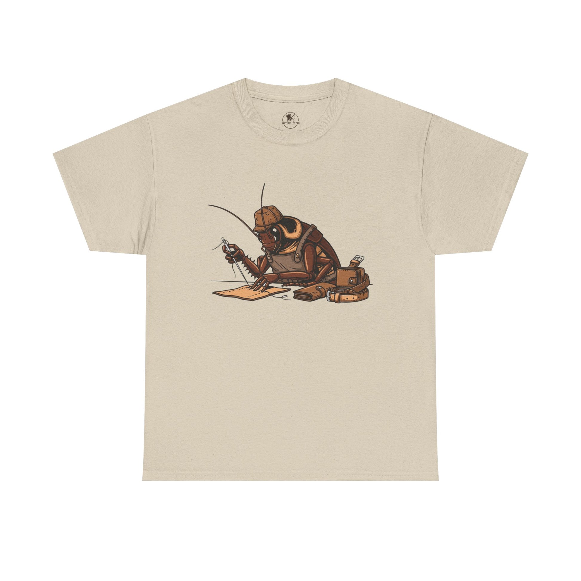 Creative Fishing Tee - Eco-Friendly Fishing Shirt with Cartoon Crab Design, Perfect Gift for Fisherman, Unisex Heavy Cotton Tee - ArtOm_farm™ LEATHER