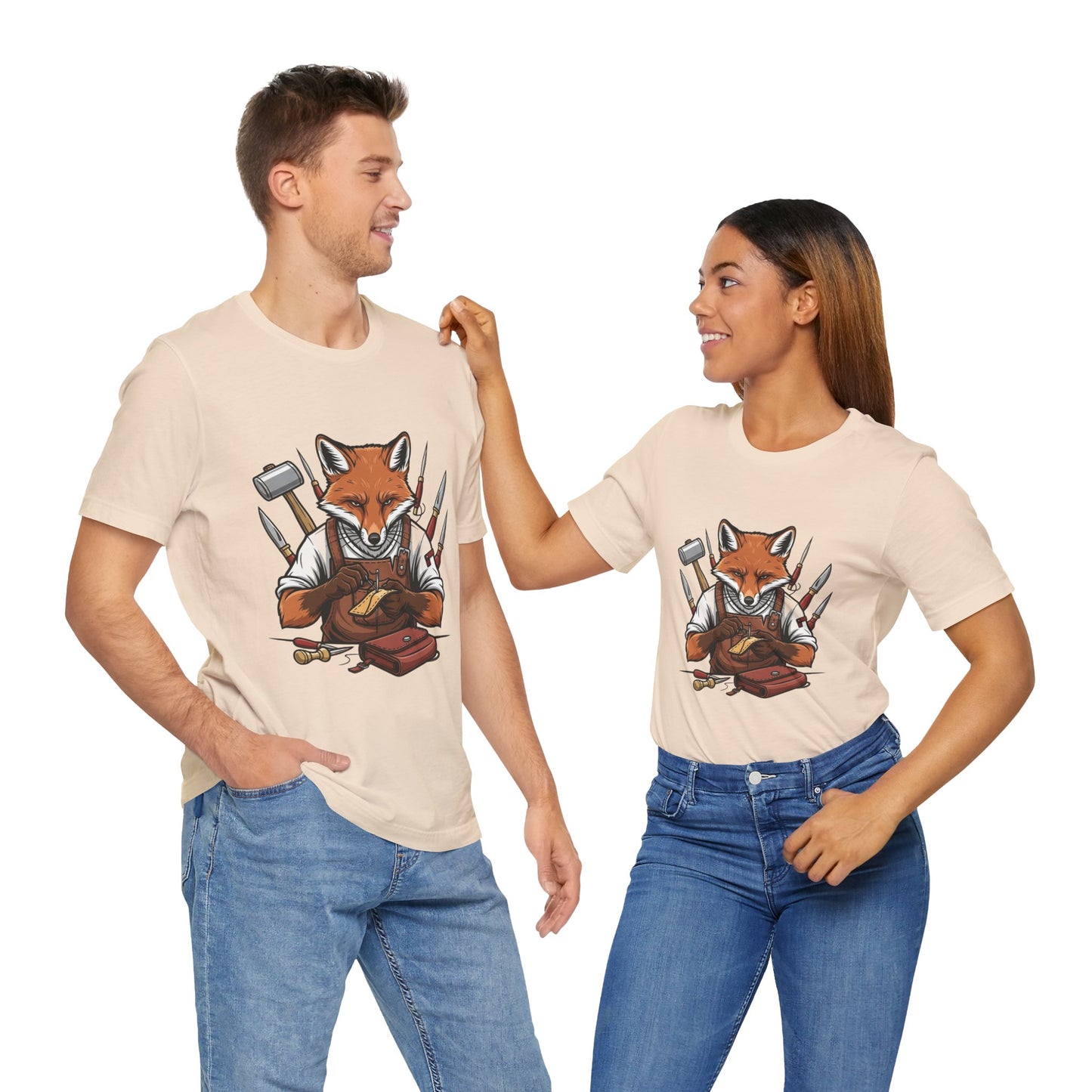 Crafty Fox T-Shirt - Funny Artisan Tee for Crafters, Perfect Gift for Art Lovers, Unique Handmade Vibes - ArtOm_farm™ LEATHER 