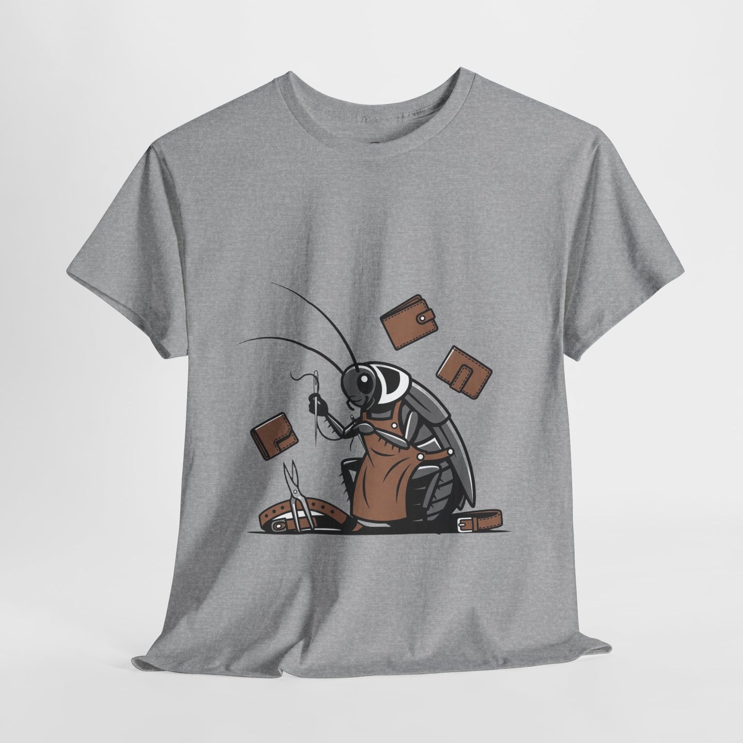 Cockroach Baker Unisex Heavy Cotton Tee - Funny Graphic Tee for Animal Lovers, Perfect Gift for Home Cooks - ArtOm_farm™ LEATHER 