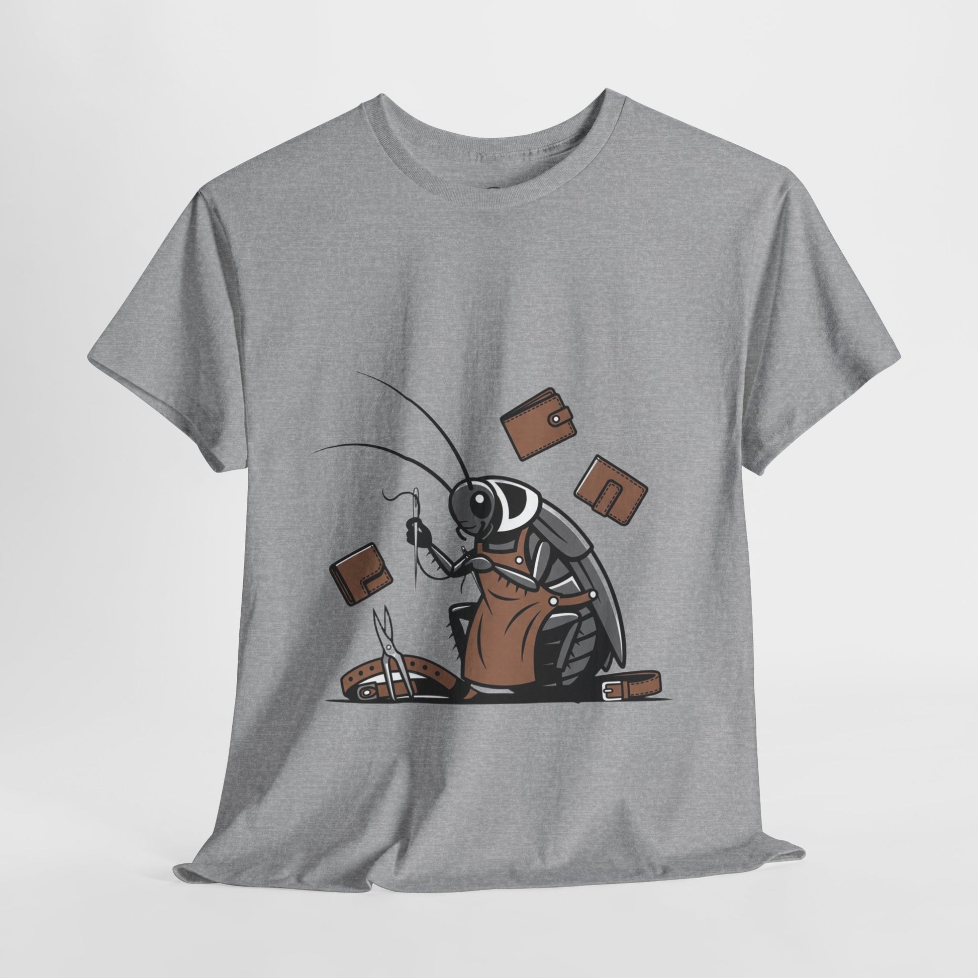 Cockroach Baker Unisex Heavy Cotton Tee - Funny Graphic Tee for Animal Lovers, Perfect Gift for Home Cooks - ArtOm_farm™ LEATHER 