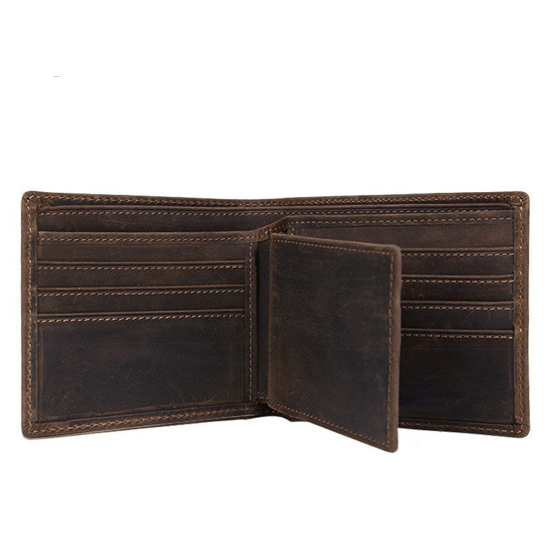 Vintage Leather Wallet - Handmade Crazy Horse Leather Short Strap Wallet - ArtOm_farm™ LEATHER 
