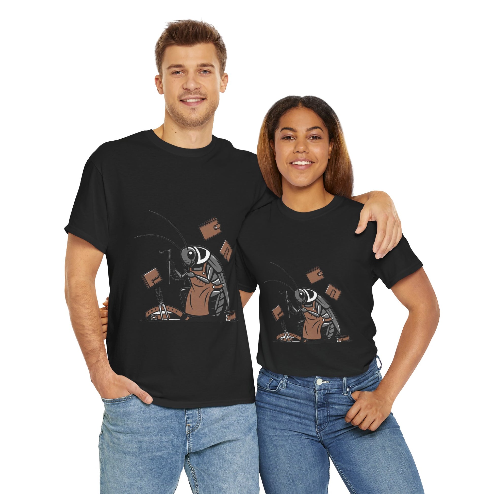 Cockroach Baker Unisex Heavy Cotton Tee - Funny Graphic Tee for Animal Lovers, Perfect Gift for Home Cooks - ArtOm_farm™ LEATHER 