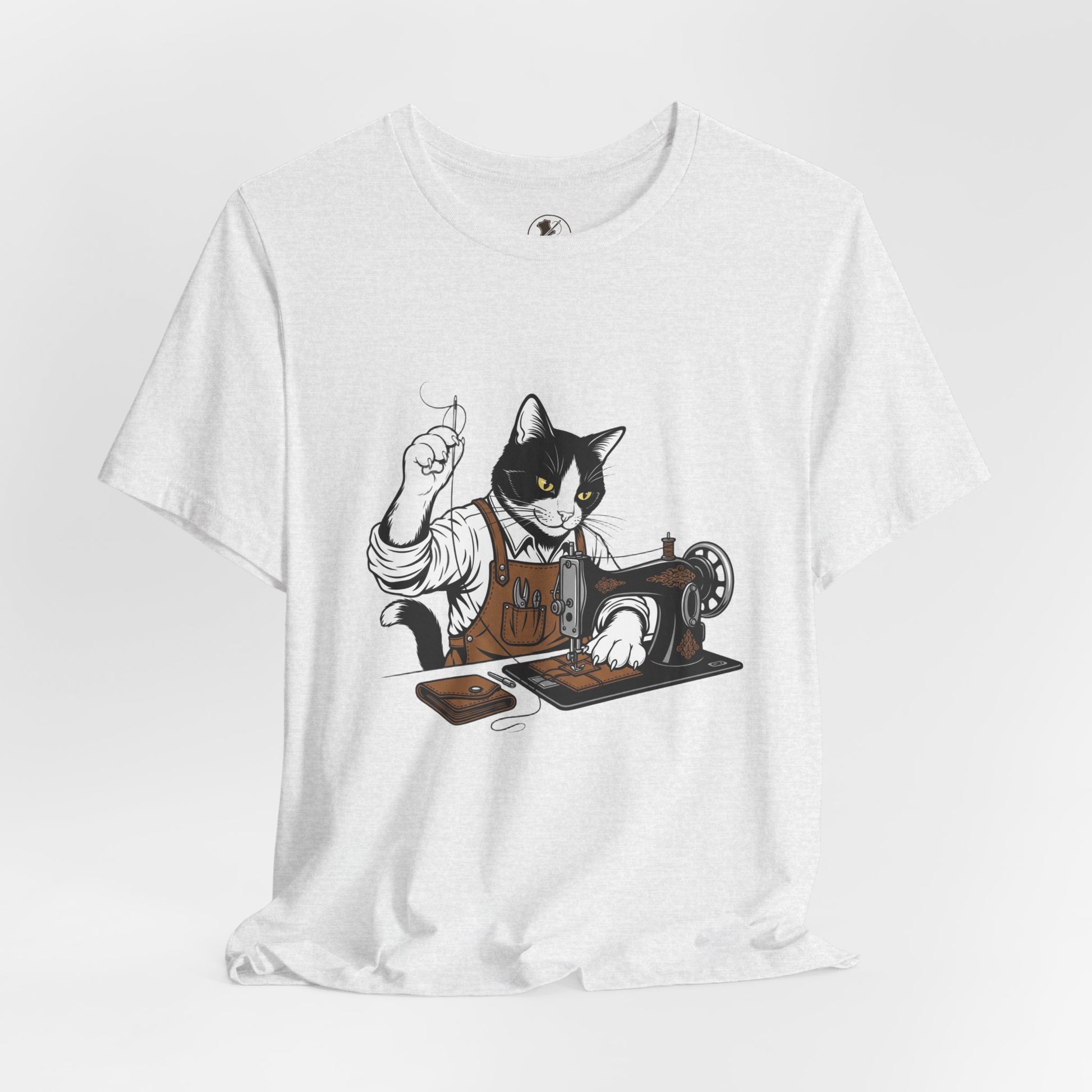 Crafty Cat Sewing Tee - Cute Cat Shirt for Crafters & Sewists, Perfect Gift for Cat Lovers - ArtOm_farm™ LEATHER