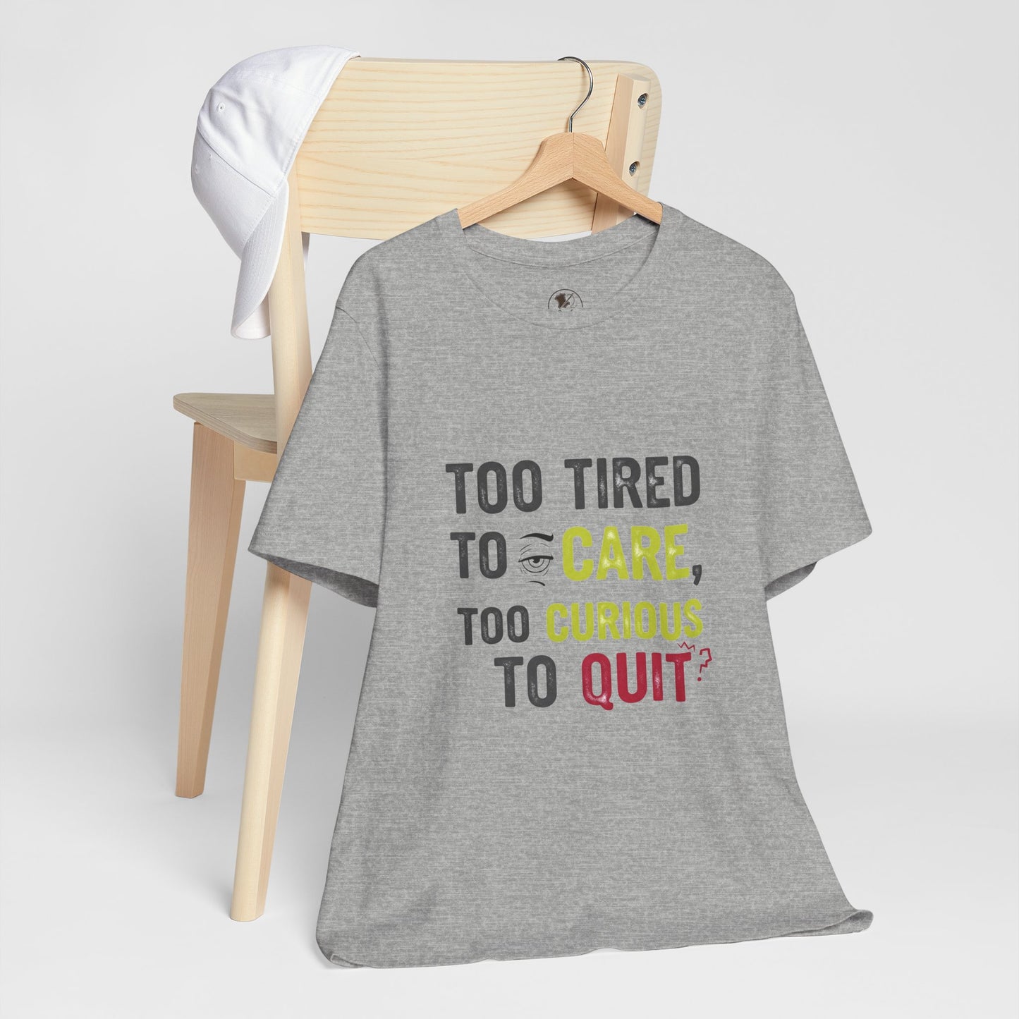 Too Tired to Care Funny Graphic T-Shirt - Unisex Humor Shirt for Casual Wear & Gifting - ArtOm_farm™ LEATHER 