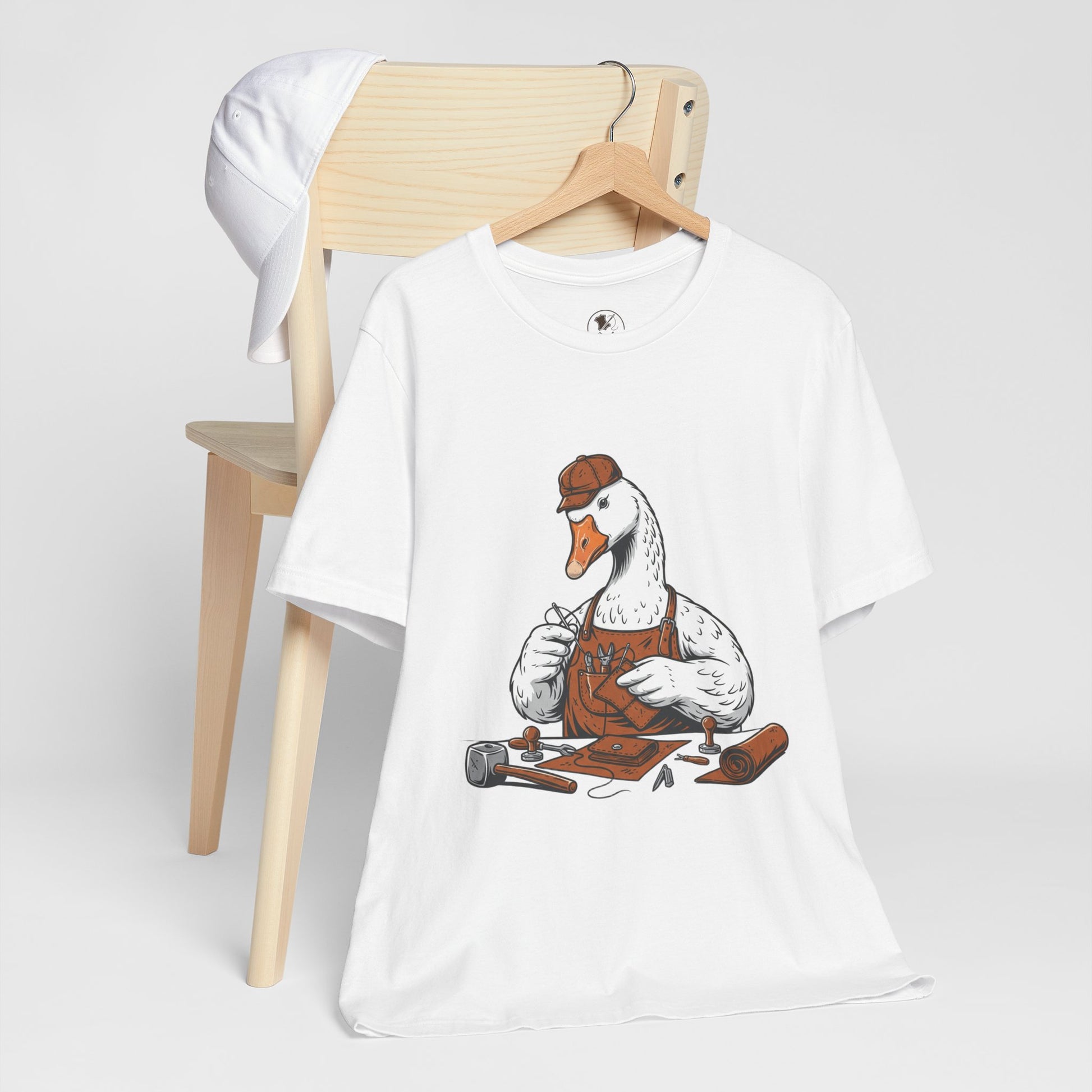 Creative Duck Artisan Tee - Unisex Graphic T-Shirt, Unique Gift for Crafters, Fun Animal Shirt, Artisan Duck Tee - ArtOm_farm™ LEATHER