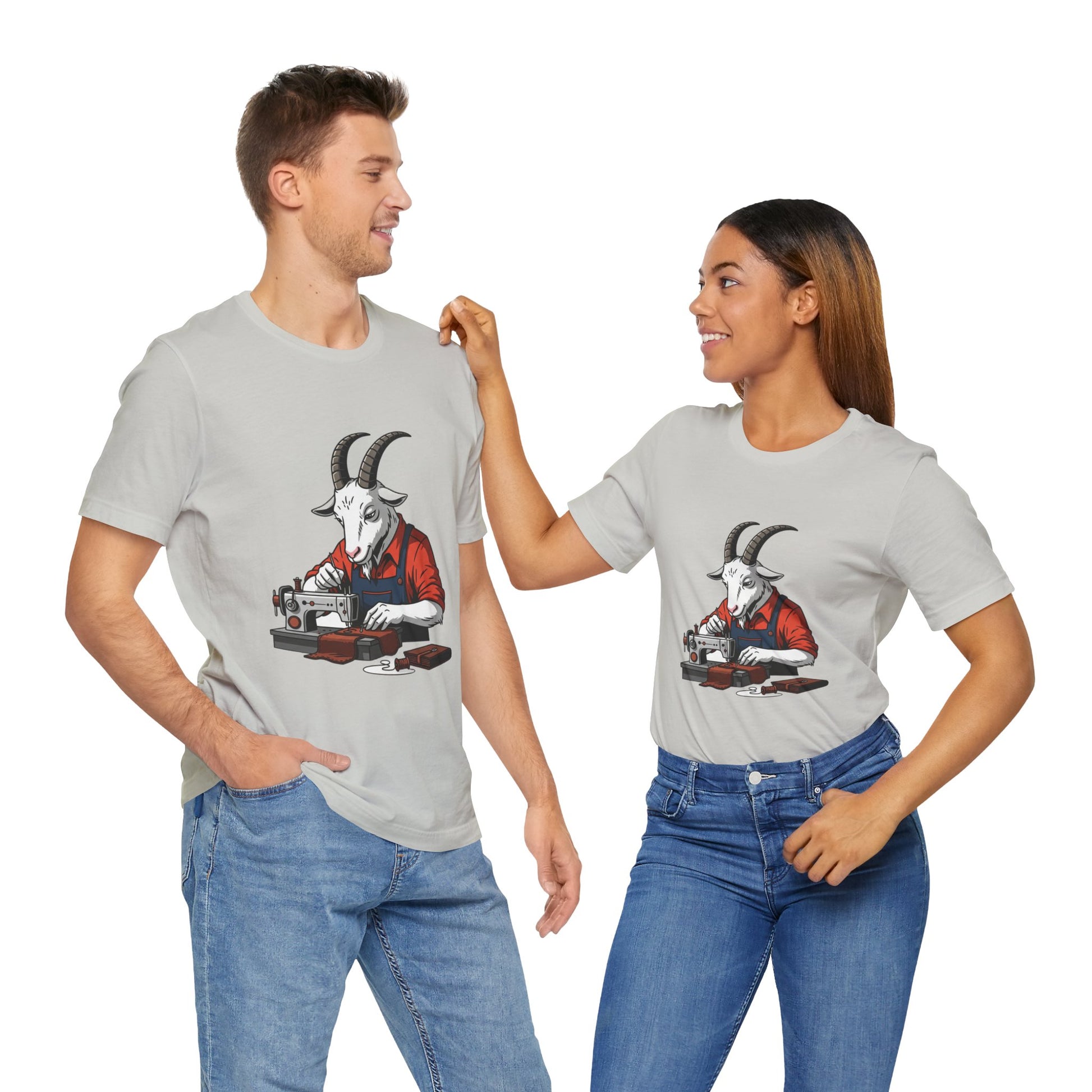 Creative Goat Tailor Tee - Funny Graphic Shirt for Crafters and Art Lovers, Unique Gift for Casual Wear - ArtOm_farm™ LEATHER 