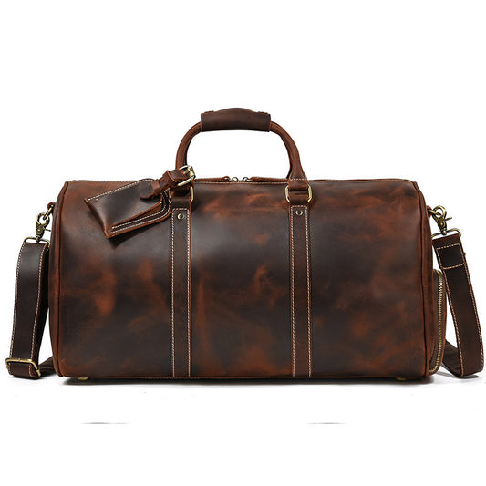 Retro Leather Travel Bag for Men - Crazy Horse Leather Luggage Bag - ArtOm_farm™ LEATHER 