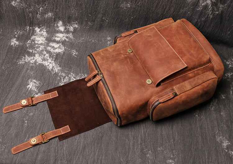Men's Leather Backpack - Crazy Horse Genuine Leather Design - ArtOm_farm™ LEATHER
