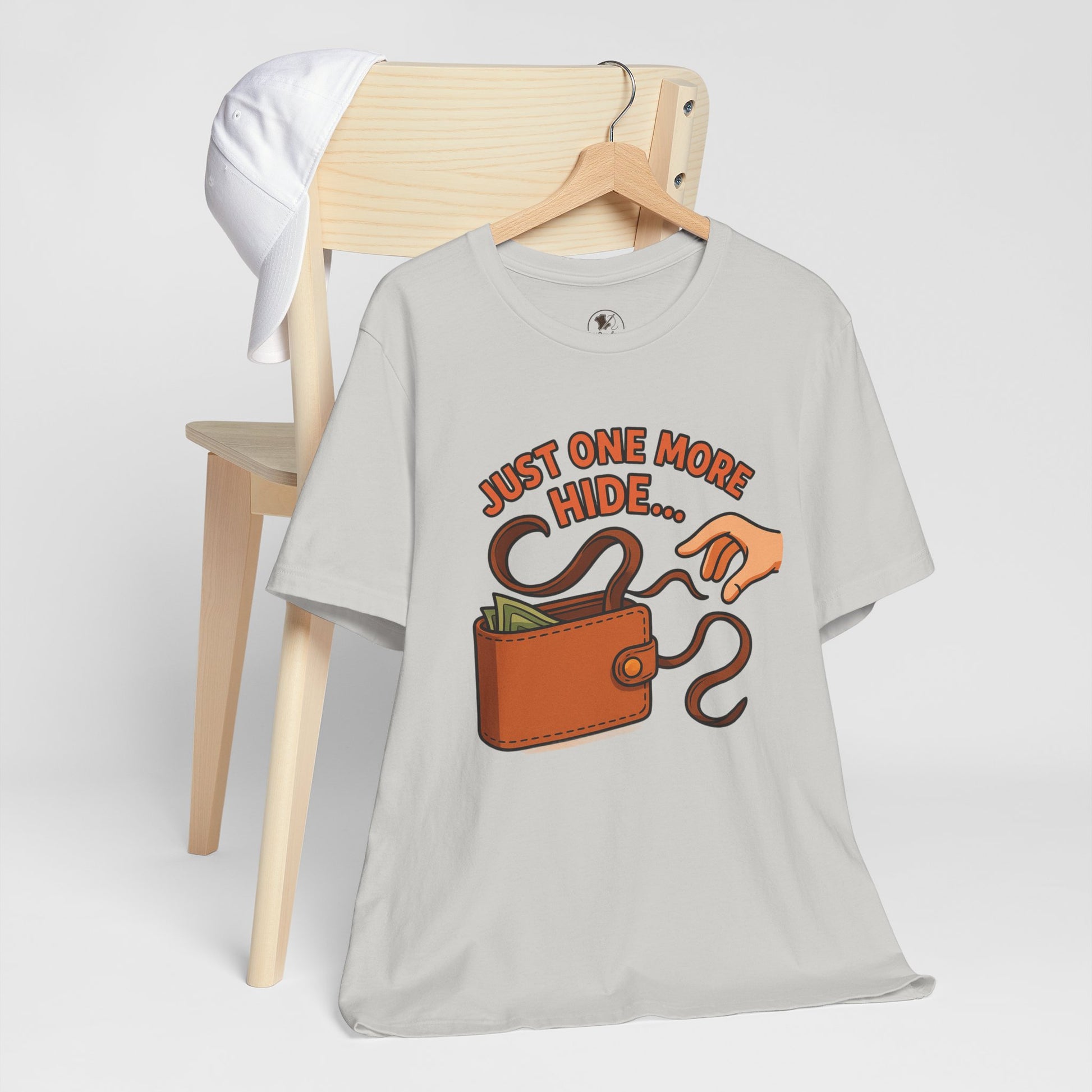 Funny Money Hide T-Shirt - Unisex Jersey Tee for Finance Lovers, Humorous Gift for Casual Wear, Perfect for Birthdays and Holidays - ArtOm_farm™ LEATHER 