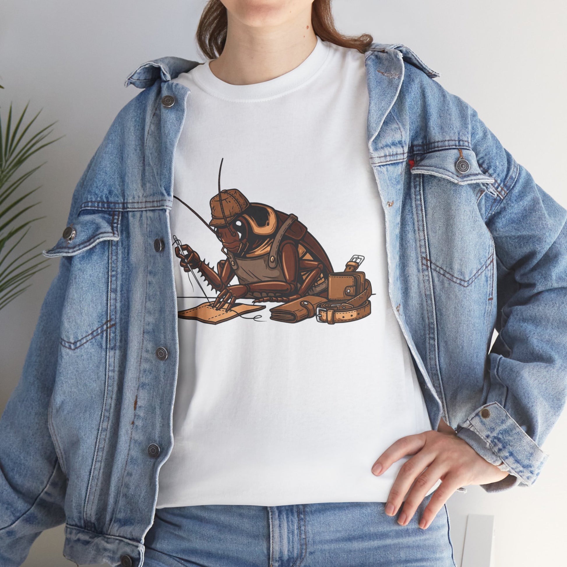 Creative Fishing Tee - Eco-Friendly Fishing Shirt with Cartoon Crab Design, Perfect Gift for Fisherman, Unisex Heavy Cotton Tee - ArtOm_farm™ LEATHER