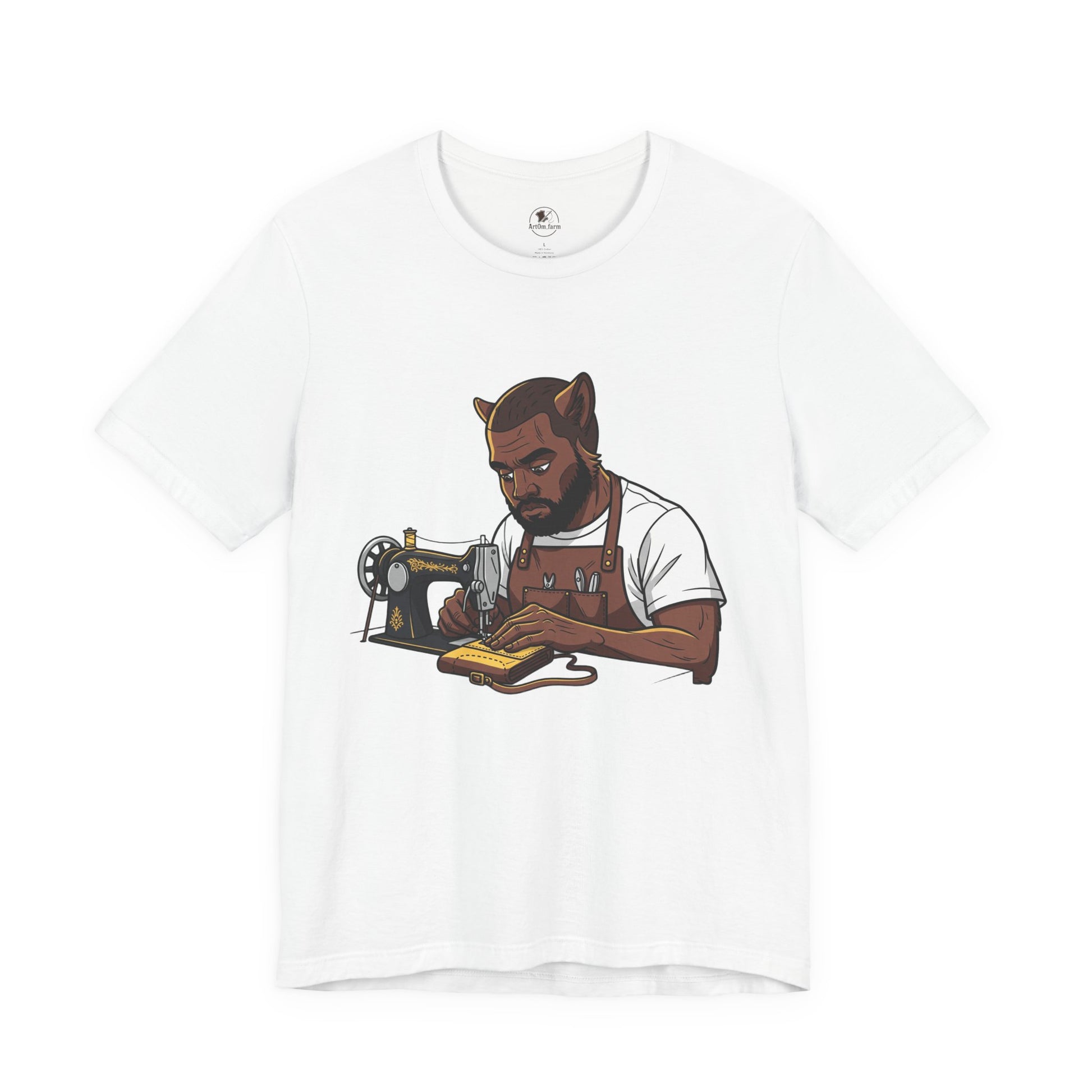 Crafty Cat Sewing T-Shirt, Funny Handmade Apparel for Cat Lovers and Creatives - ArtOm_farm™ LEATHER